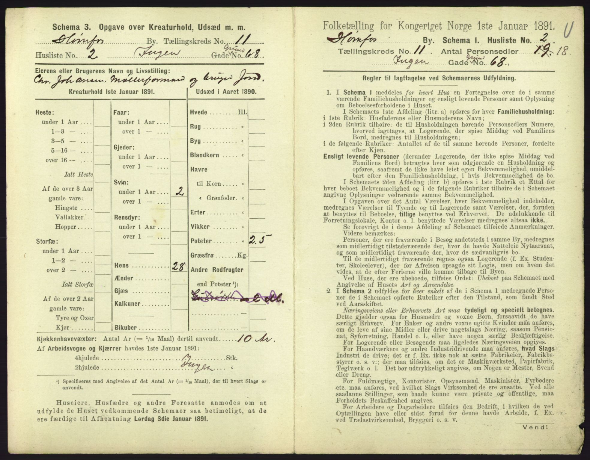 RA, 1891 census for 0601 Hønefoss, 1891, p. 257