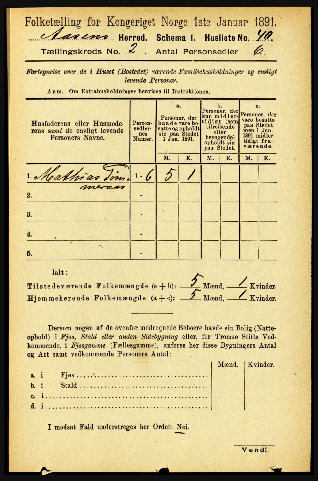 RA, 1891 census for 1716 Åsen, 1891, p. 600