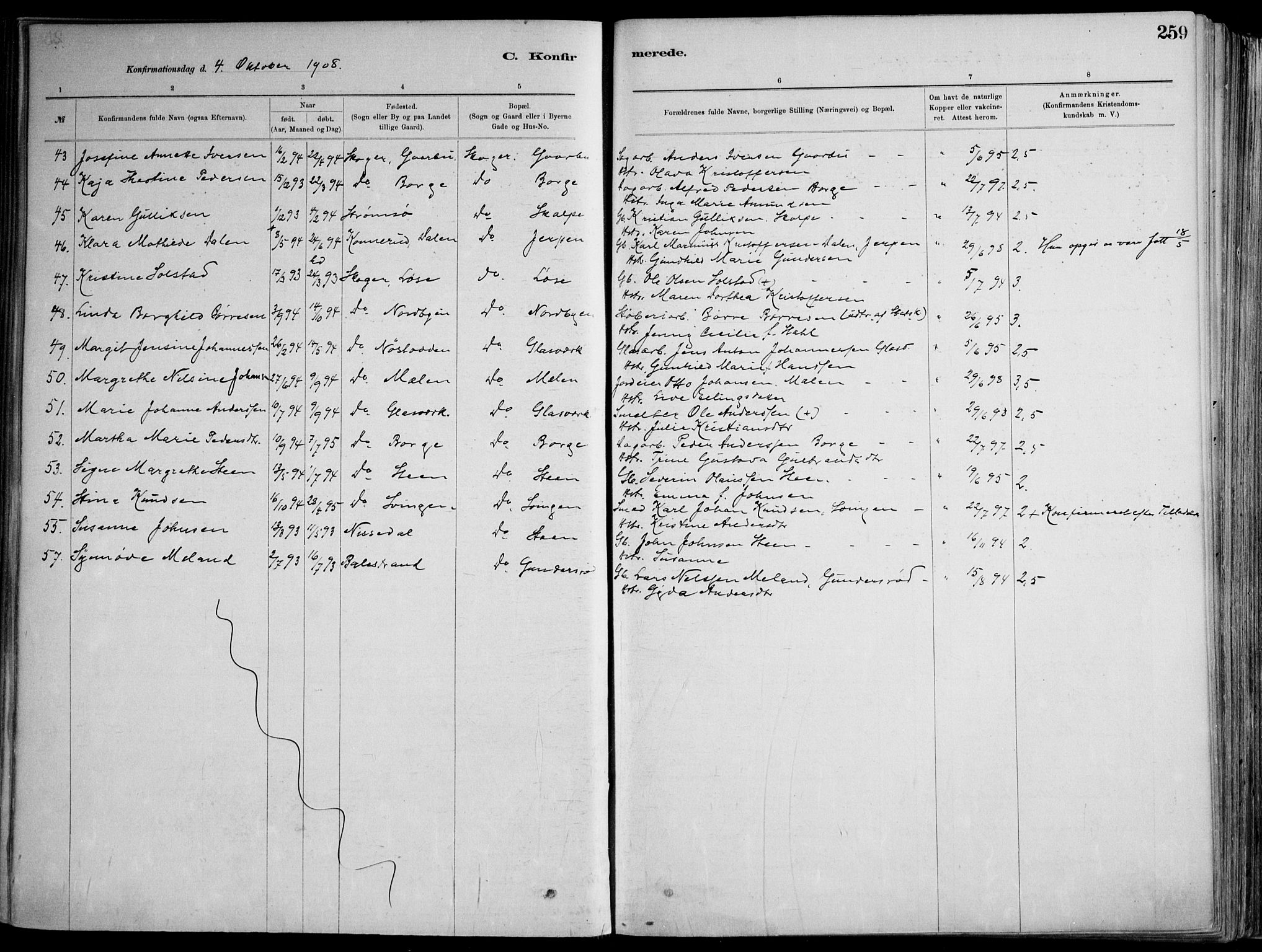 Skoger kirkebøker, AV/SAKO-A-59/F/Fa/L0006: Parish register (official) no. I 6, 1885-1910, p. 259