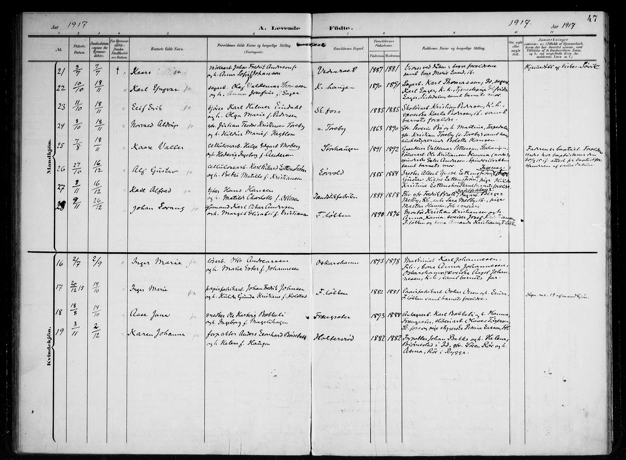 Berg prestekontor Kirkebøker, SAO/A-10902/F/Fb/L0003: Parish register (official) no. II 3, 1903-1919, p. 47