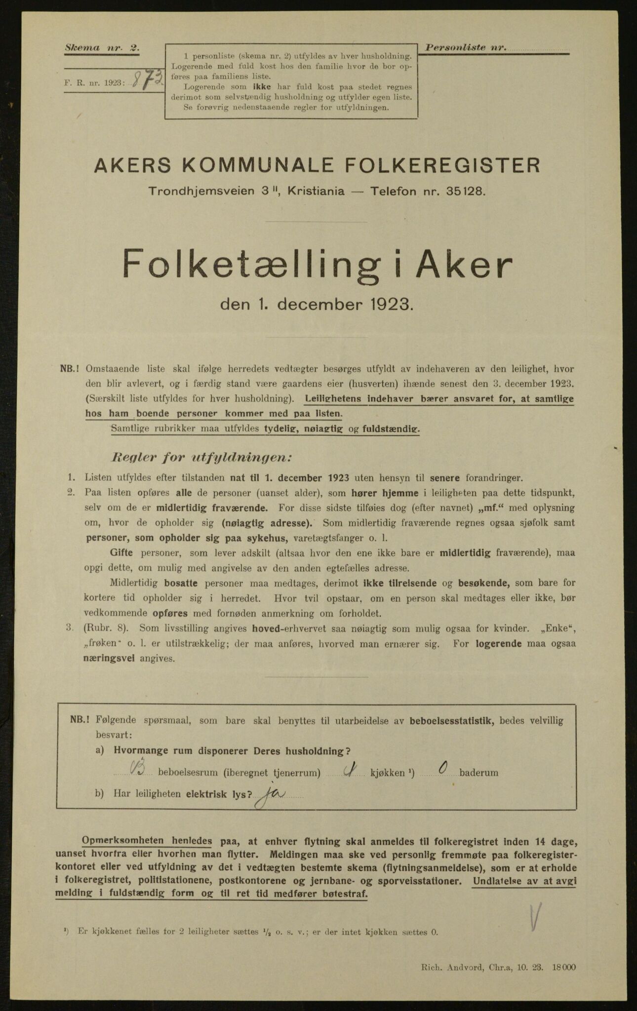 , Municipal Census 1923 for Aker, 1923, p. 28158