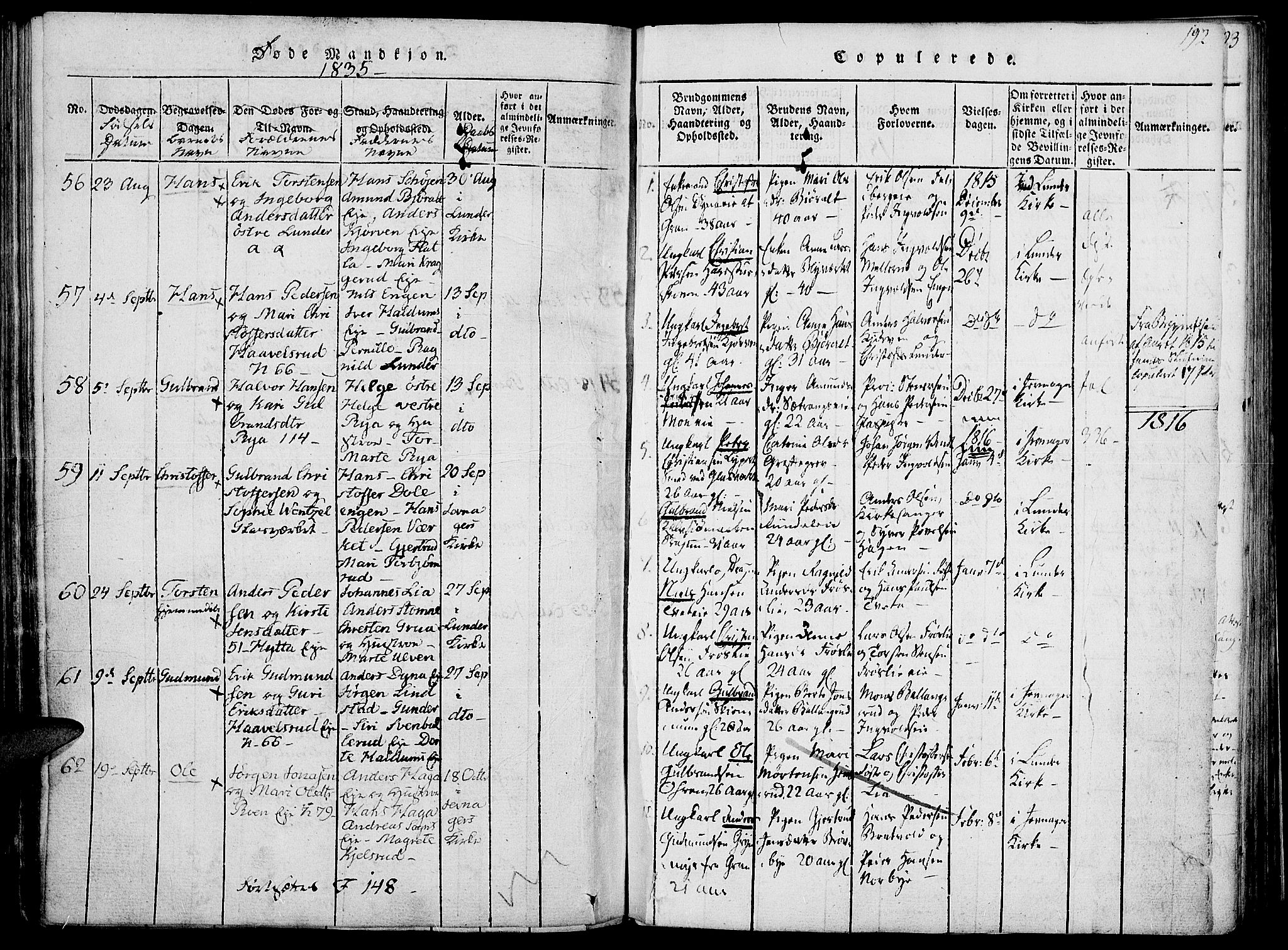 Jevnaker prestekontor, SAH/PREST-116/H/Ha/Haa/L0005: Parish register (official) no. 5, 1815-1837, p. 192
