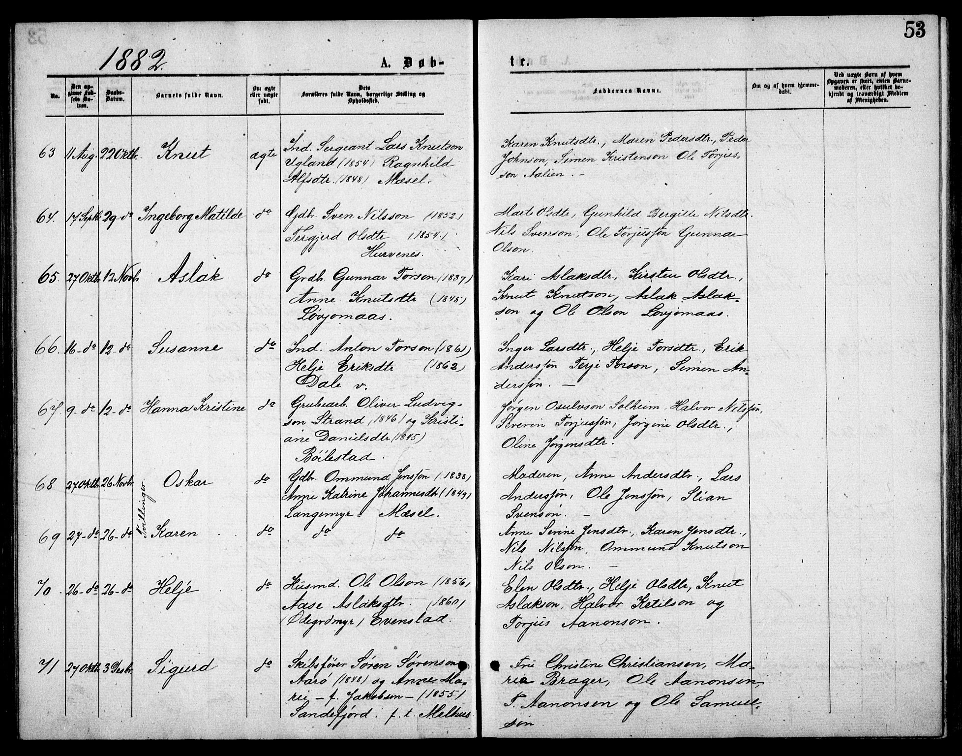 Froland sokneprestkontor, AV/SAK-1111-0013/F/Fb/L0009: Parish register (copy) no. B 9, 1875-1893, p. 53