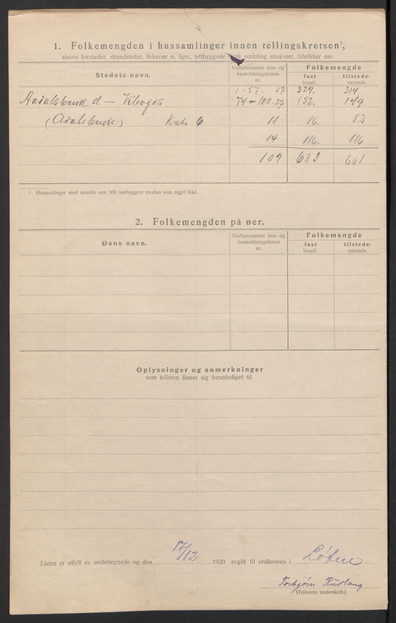 SAH, 1920 census for Løten, 1920, p. 12