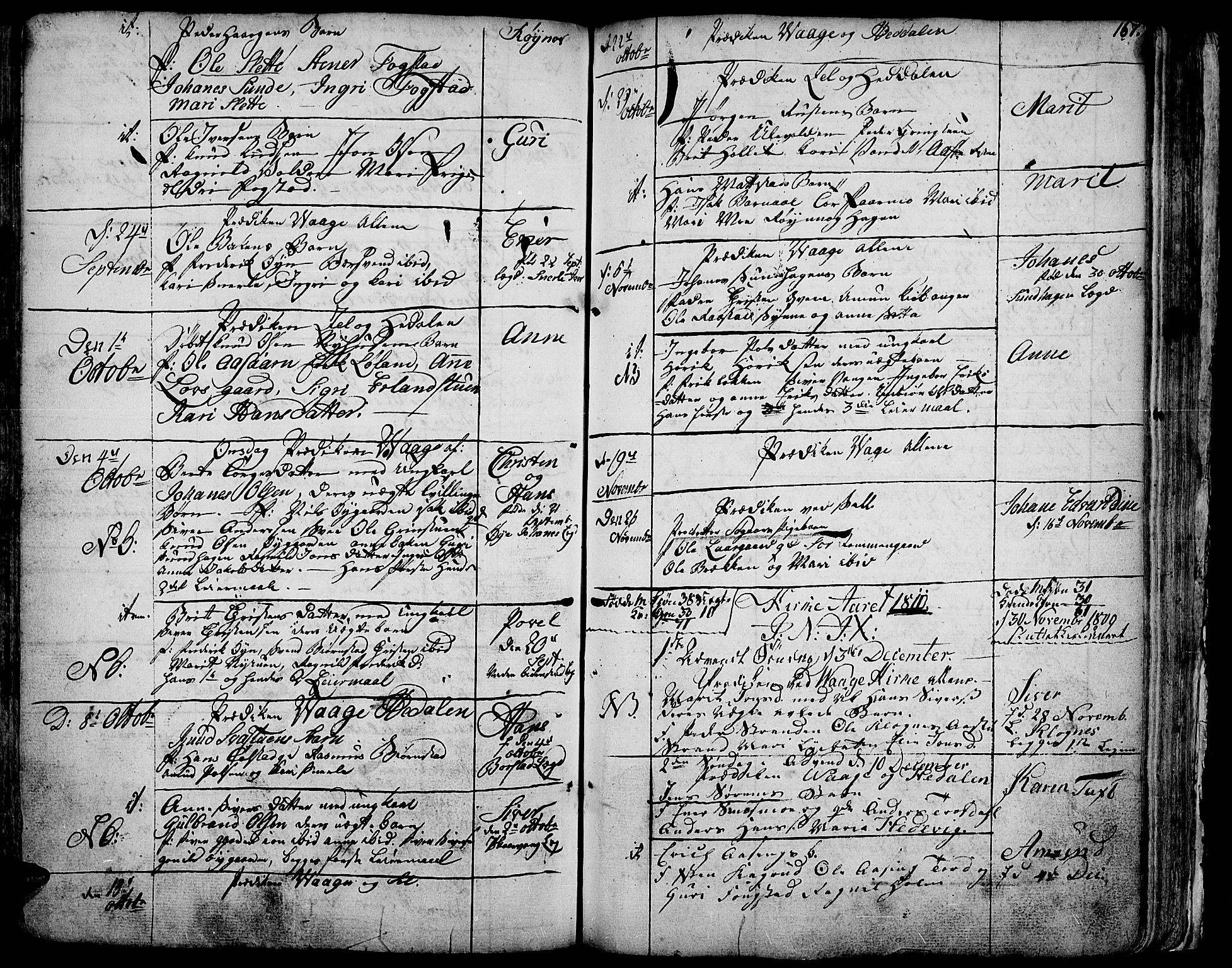 Vågå prestekontor, SAH/PREST-076/H/Ha/Haa/L0001: Parish register (official) no. 1, 1739-1810, p. 167