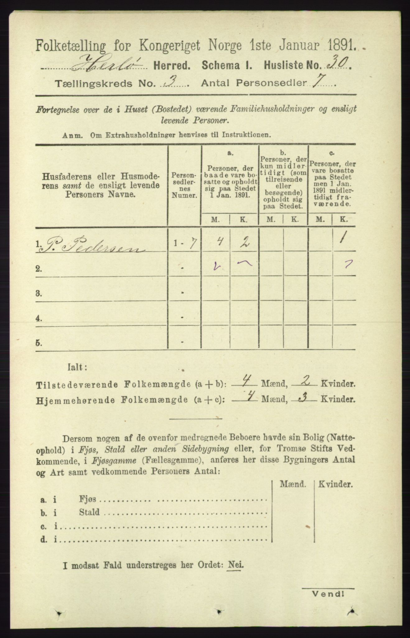 RA, 1891 census for 1258 Herdla, 1891, p. 1048