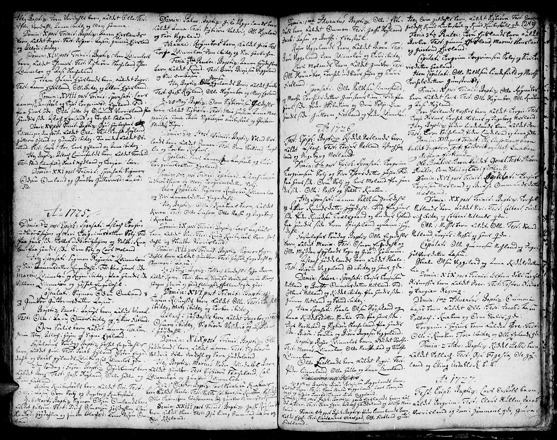 Kvinesdal sokneprestkontor, AV/SAK-1111-0026/F/Fa/Fab/L0001: Parish register (official) no. A 1 /5, 1710-1760, p. 240