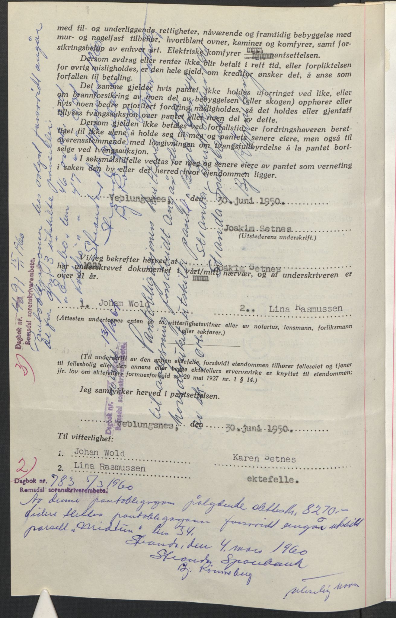 Romsdal sorenskriveri, AV/SAT-A-4149/1/2/2C: Mortgage book no. B5, 1949-1950, Diary no: : 2282/1950