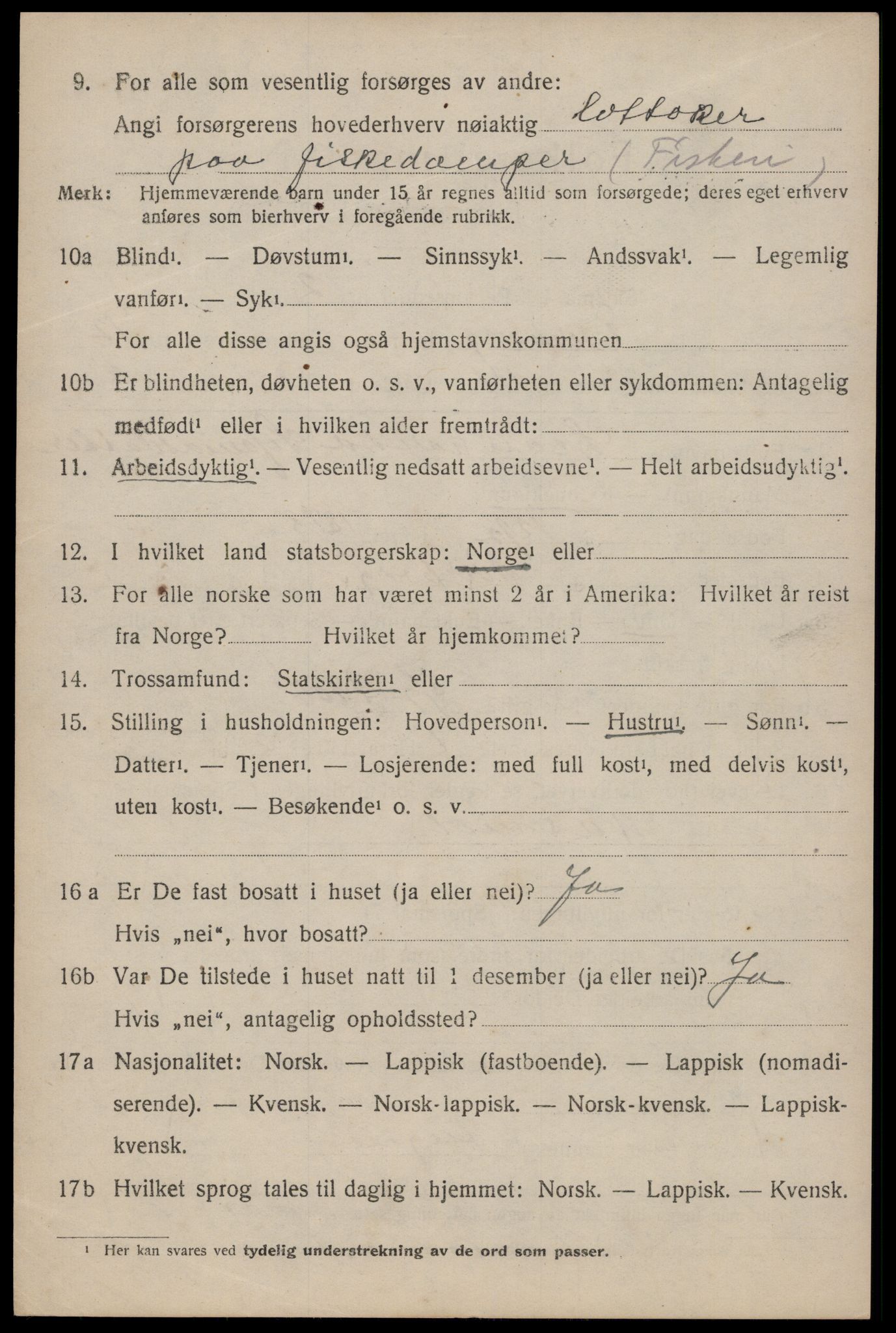 SAT, 1920 census for Dverberg, 1920, p. 9891