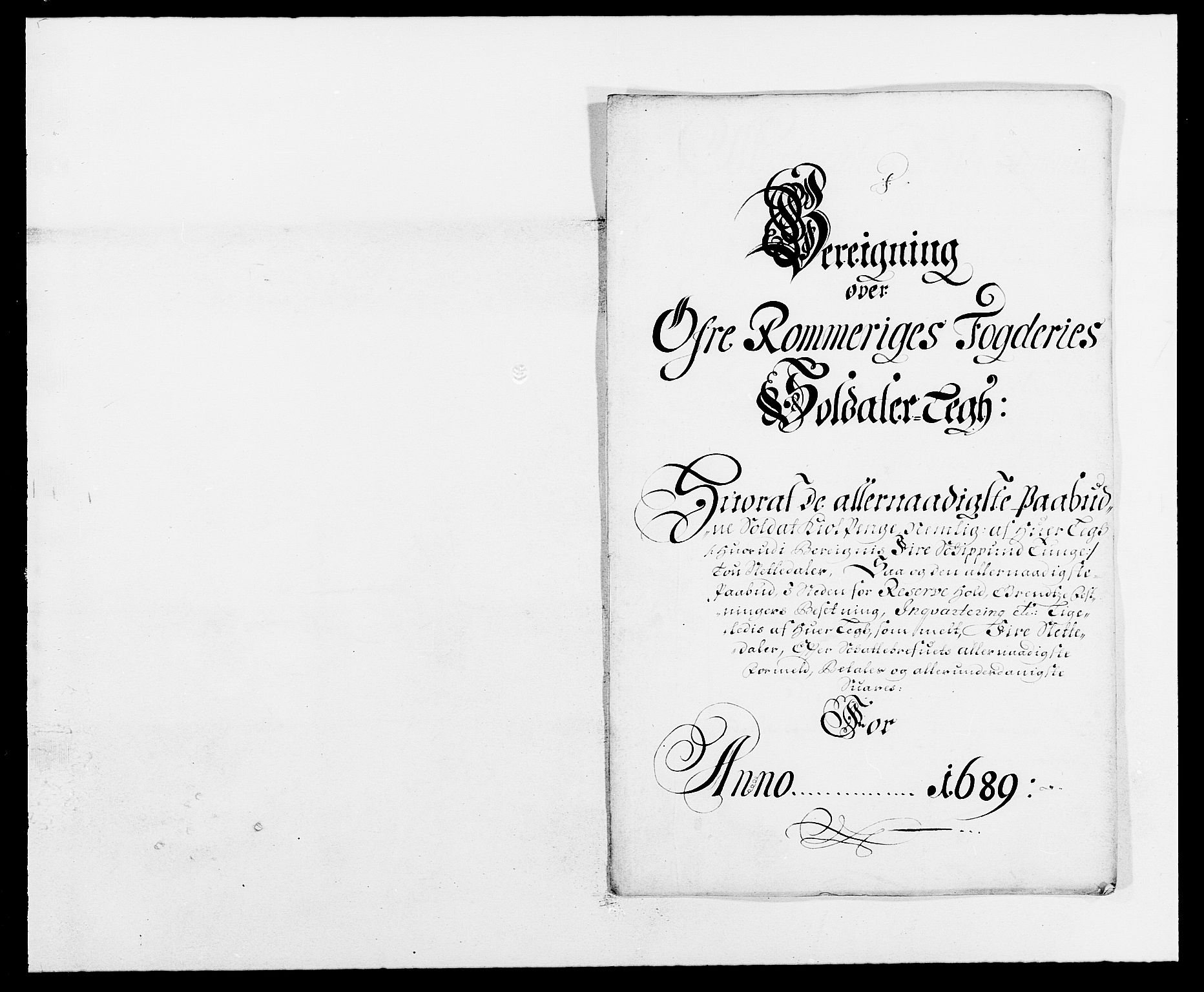 Rentekammeret inntil 1814, Reviderte regnskaper, Fogderegnskap, RA/EA-4092/R12/L0701: Fogderegnskap Øvre Romerike, 1689, p. 179
