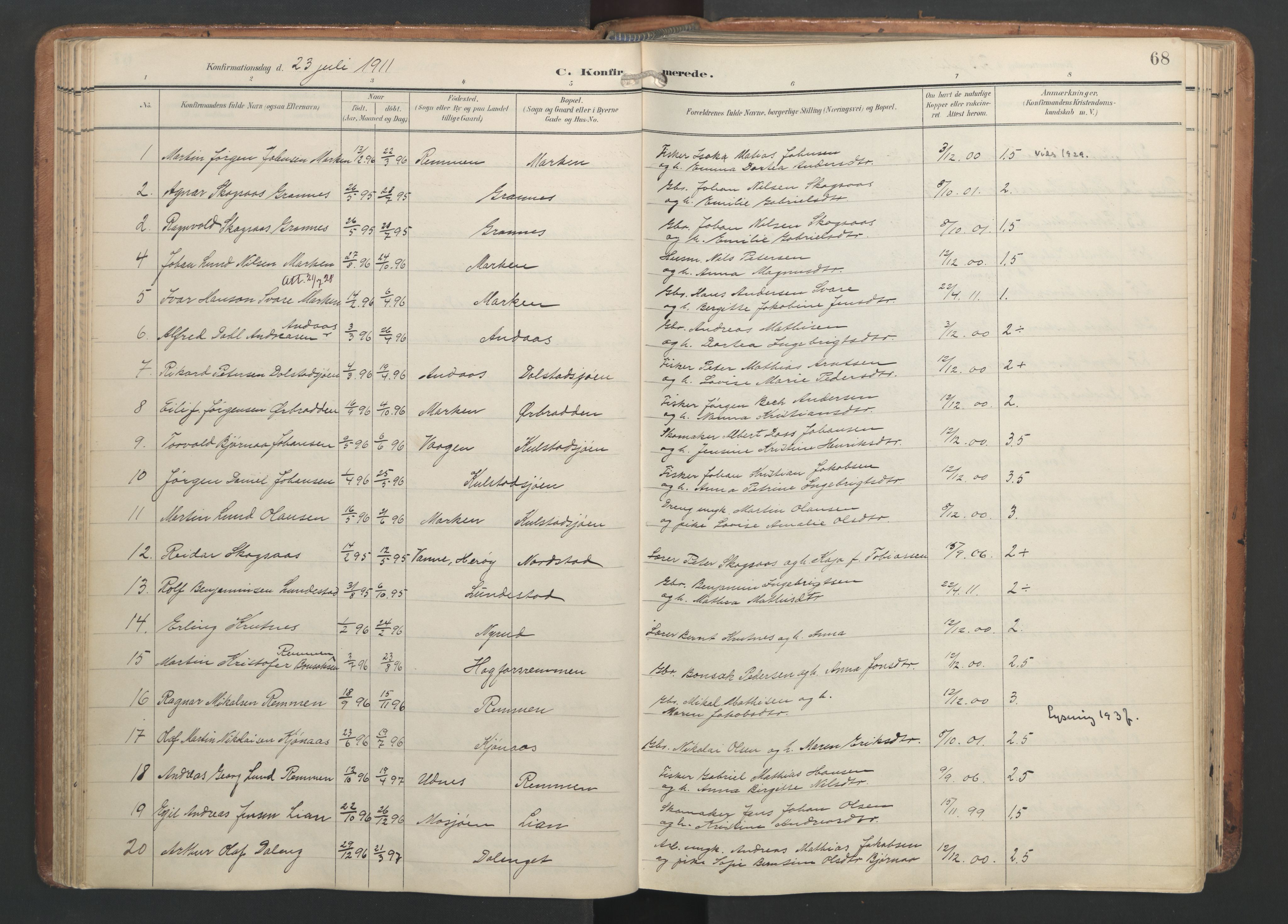 Ministerialprotokoller, klokkerbøker og fødselsregistre - Nordland, AV/SAT-A-1459/820/L0298: Parish register (official) no. 820A19, 1897-1915, p. 68