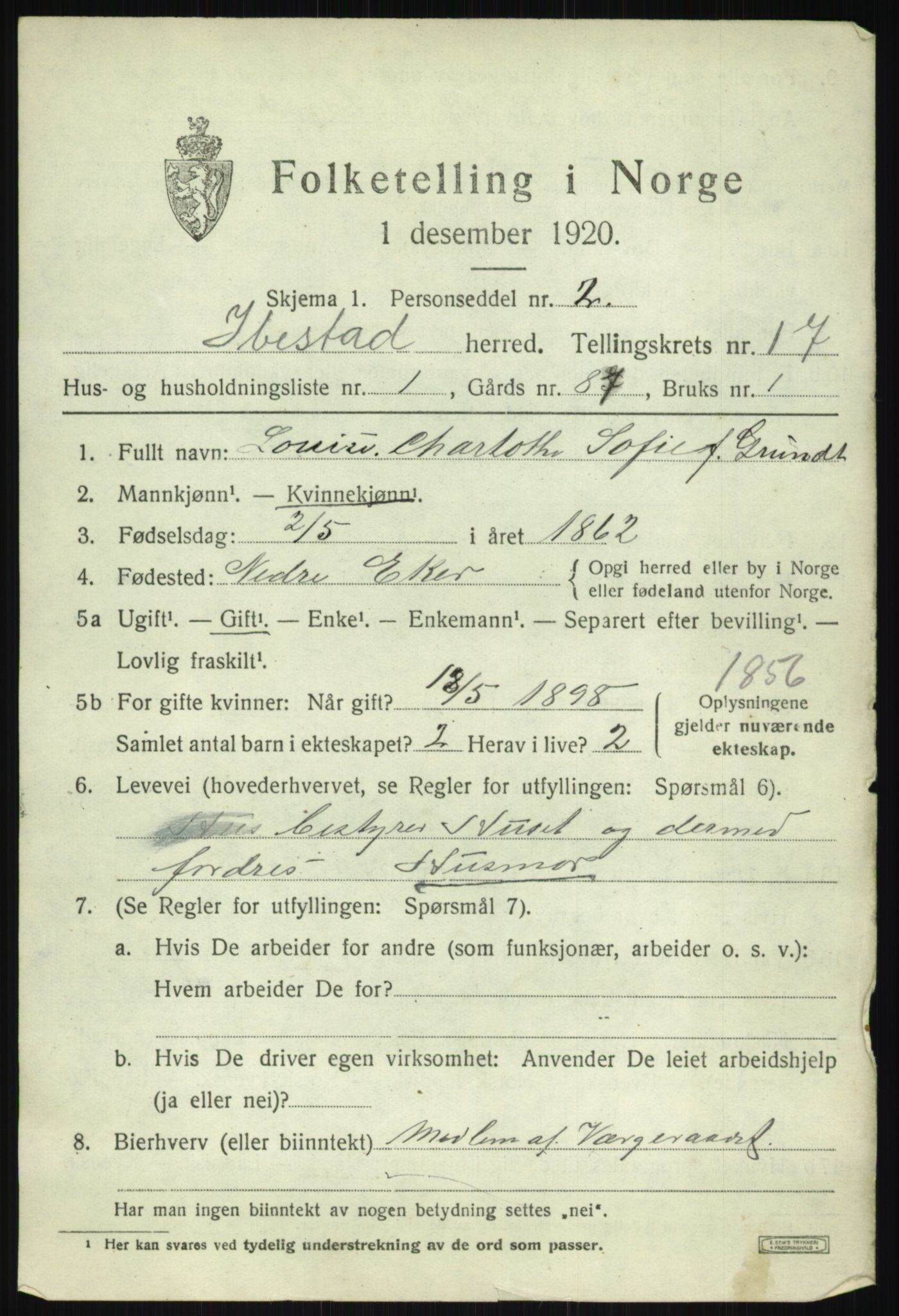 SATØ, 1920 census for Ibestad, 1920, p. 8702