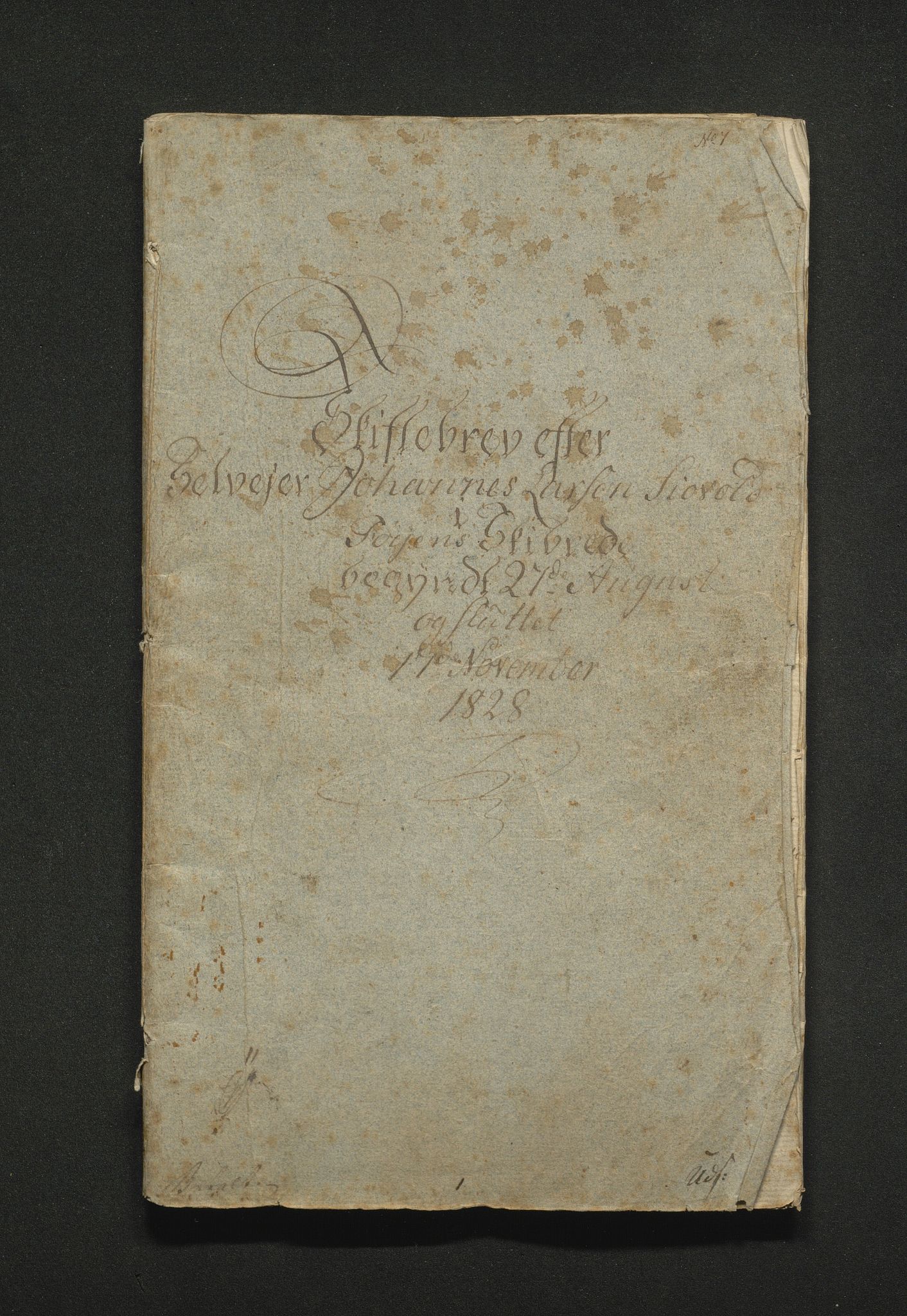 Privatarkivsamling fra gårder i Bømlo, IKAH/1219-Pa0018/Q/Qa/L0002/0003: Skifter og skiftebrev / Skiftebrev etter selveier Johannes Larsen Siøvold, 1828