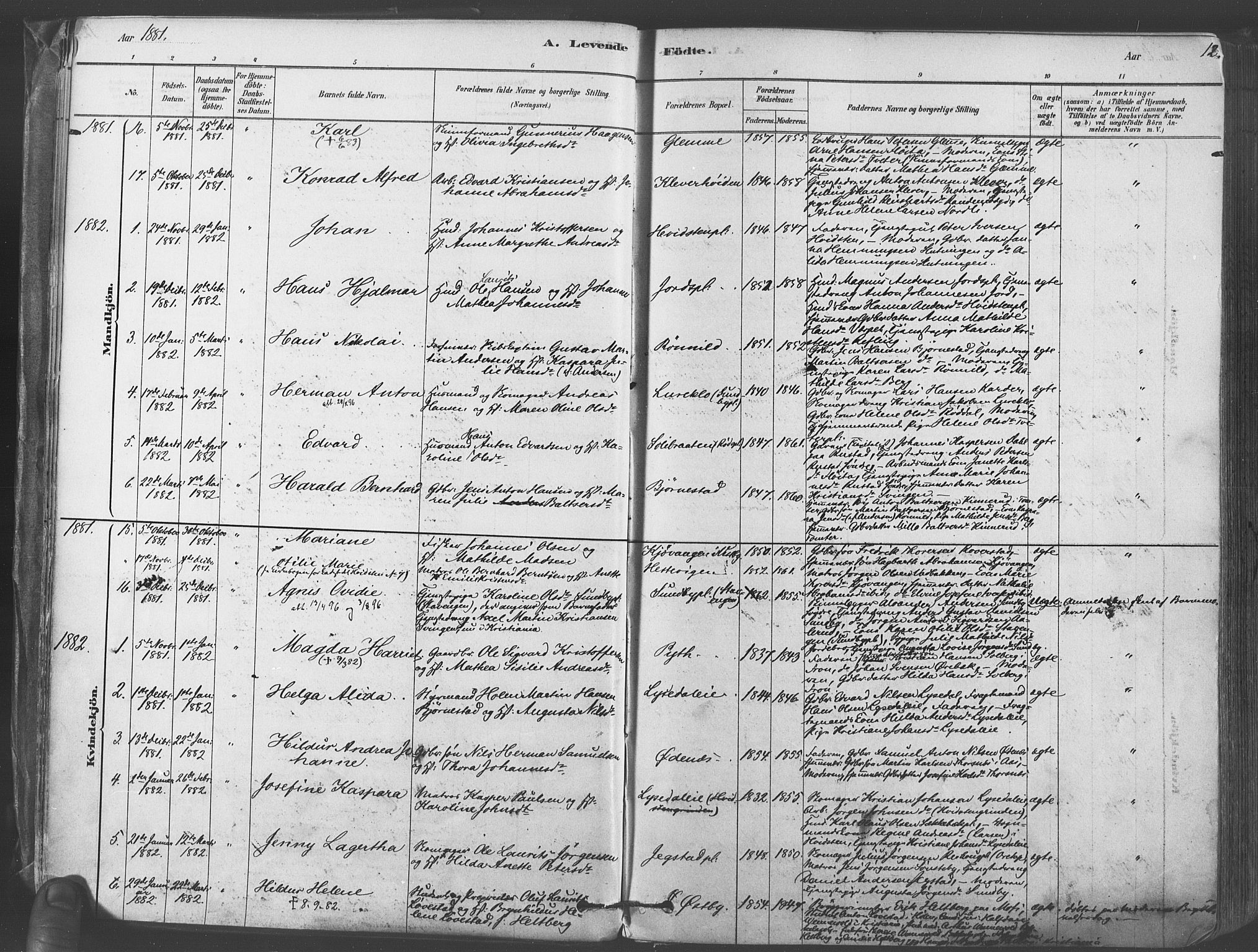 Vestby prestekontor Kirkebøker, AV/SAO-A-10893/F/Fa/L0009: Parish register (official) no. I 9, 1878-1900, p. 12