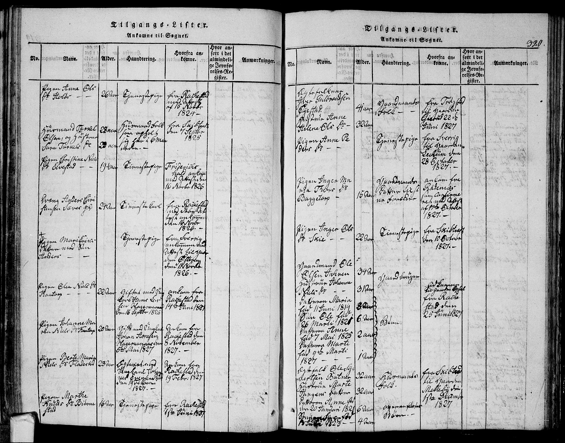 Eidsberg prestekontor Kirkebøker, SAO/A-10905/G/Ga/L0001: Parish register (copy) no. I 1, 1814-1831, p. 320