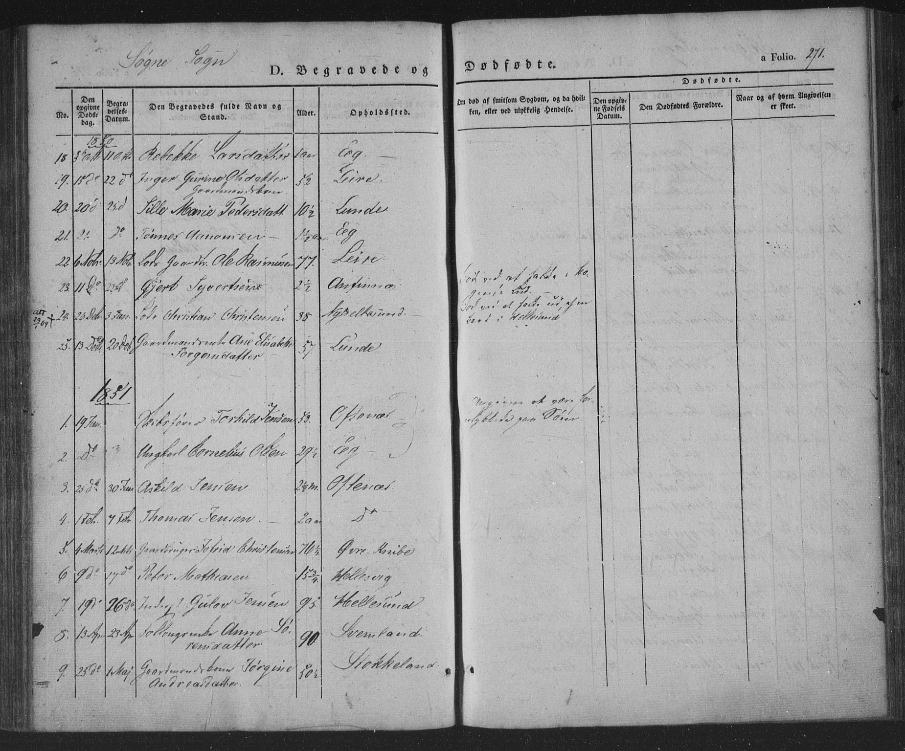 Søgne sokneprestkontor, AV/SAK-1111-0037/F/Fa/Fab/L0009: Parish register (official) no. A 9, 1838-1853, p. 271