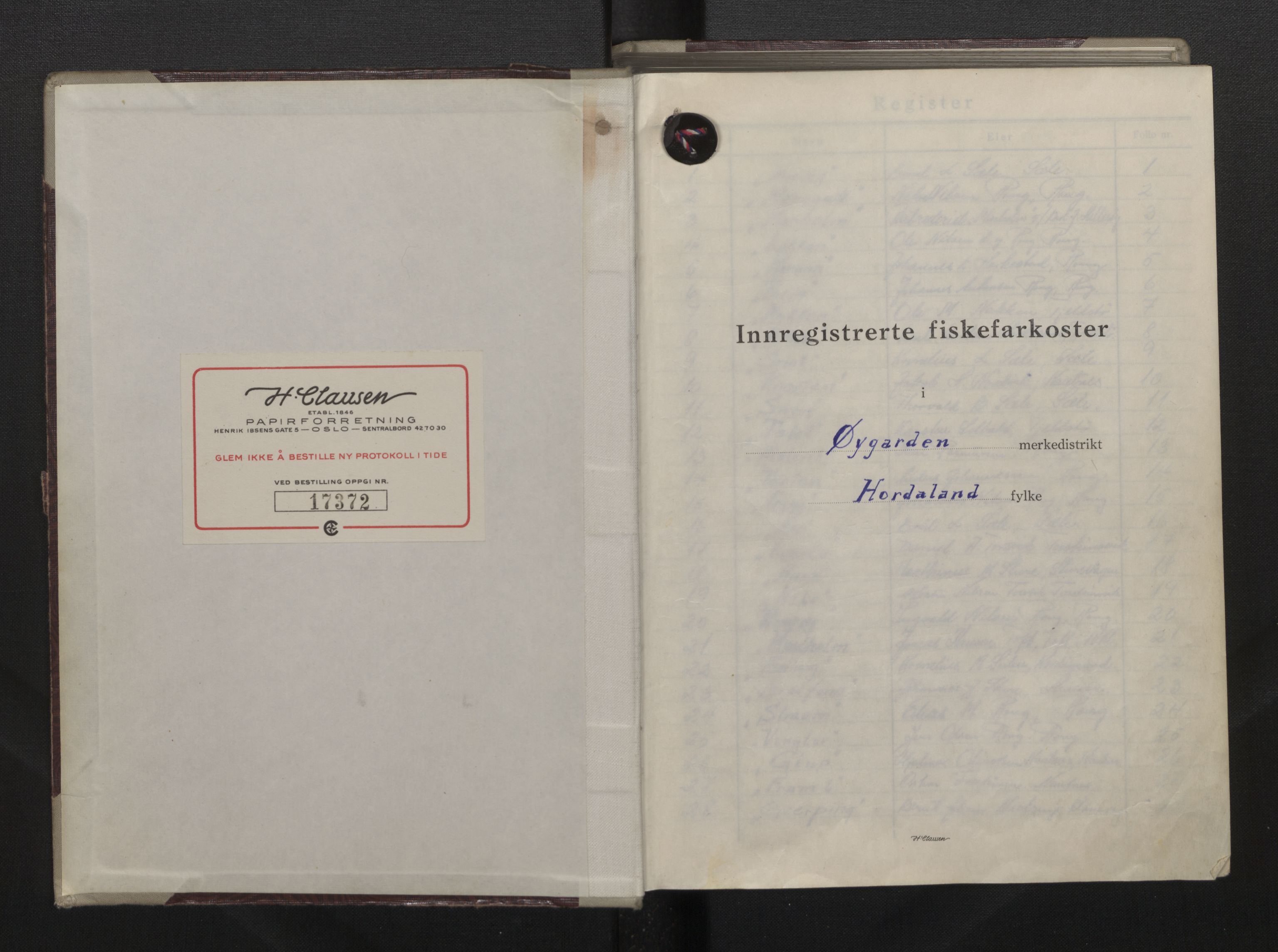Fiskeridirektoratet - 1 Adm. ledelse - 13 Båtkontoret, AV/SAB-A-2003/I/Ia/Iah/L0148: 135.0855/1 Merkeprotokoll - Øygarden, 1963-1969