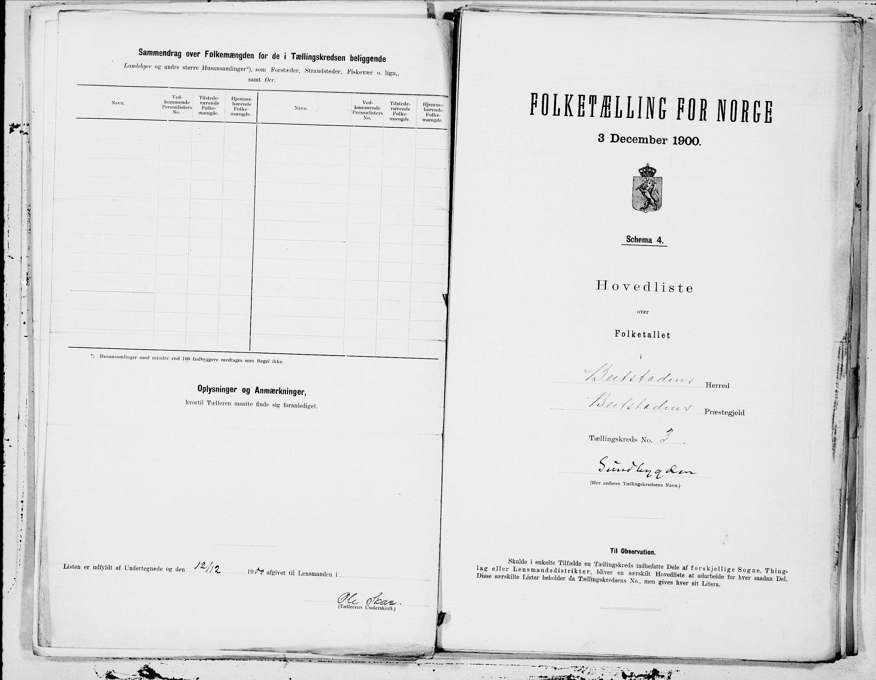 SAT, 1900 census for Beitstad, 1900, p. 4