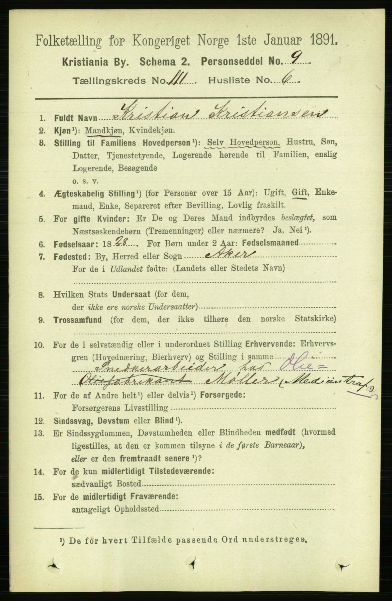 RA, 1891 census for 0301 Kristiania, 1891, p. 58095