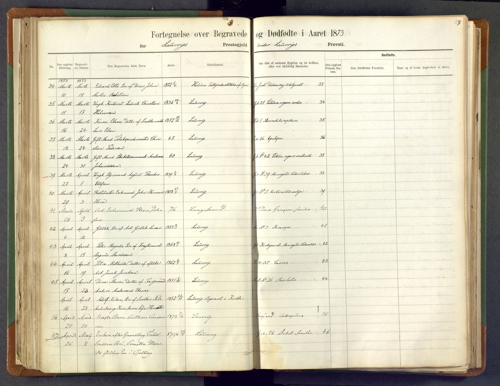 Larvik kirkebøker, SAKO/A-352/F/Fa/L0007: Parish register (official) no. I 7, 1871-1883, p. 118