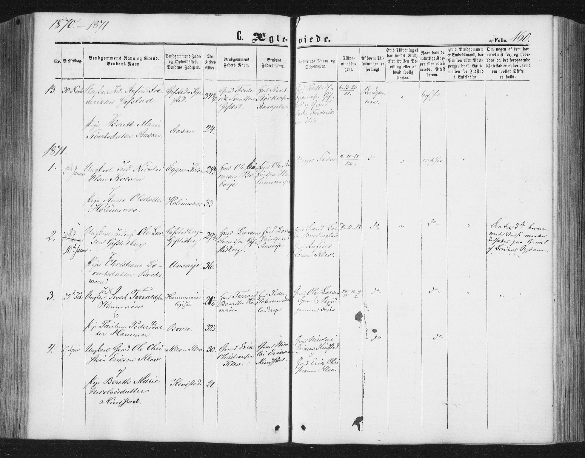Ministerialprotokoller, klokkerbøker og fødselsregistre - Nord-Trøndelag, SAT/A-1458/749/L0472: Parish register (official) no. 749A06, 1857-1873, p. 160