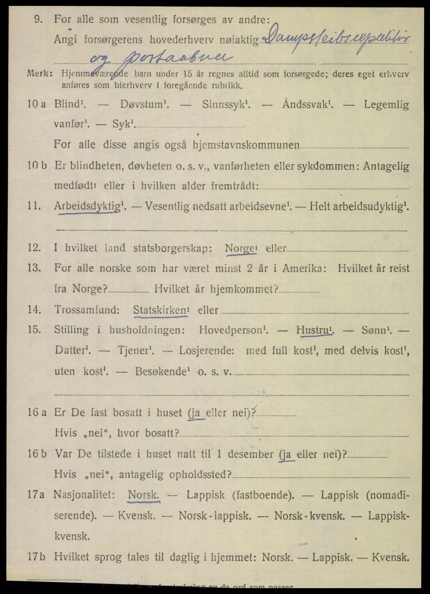 SAT, 1920 census for Dønnes, 1920, p. 2865