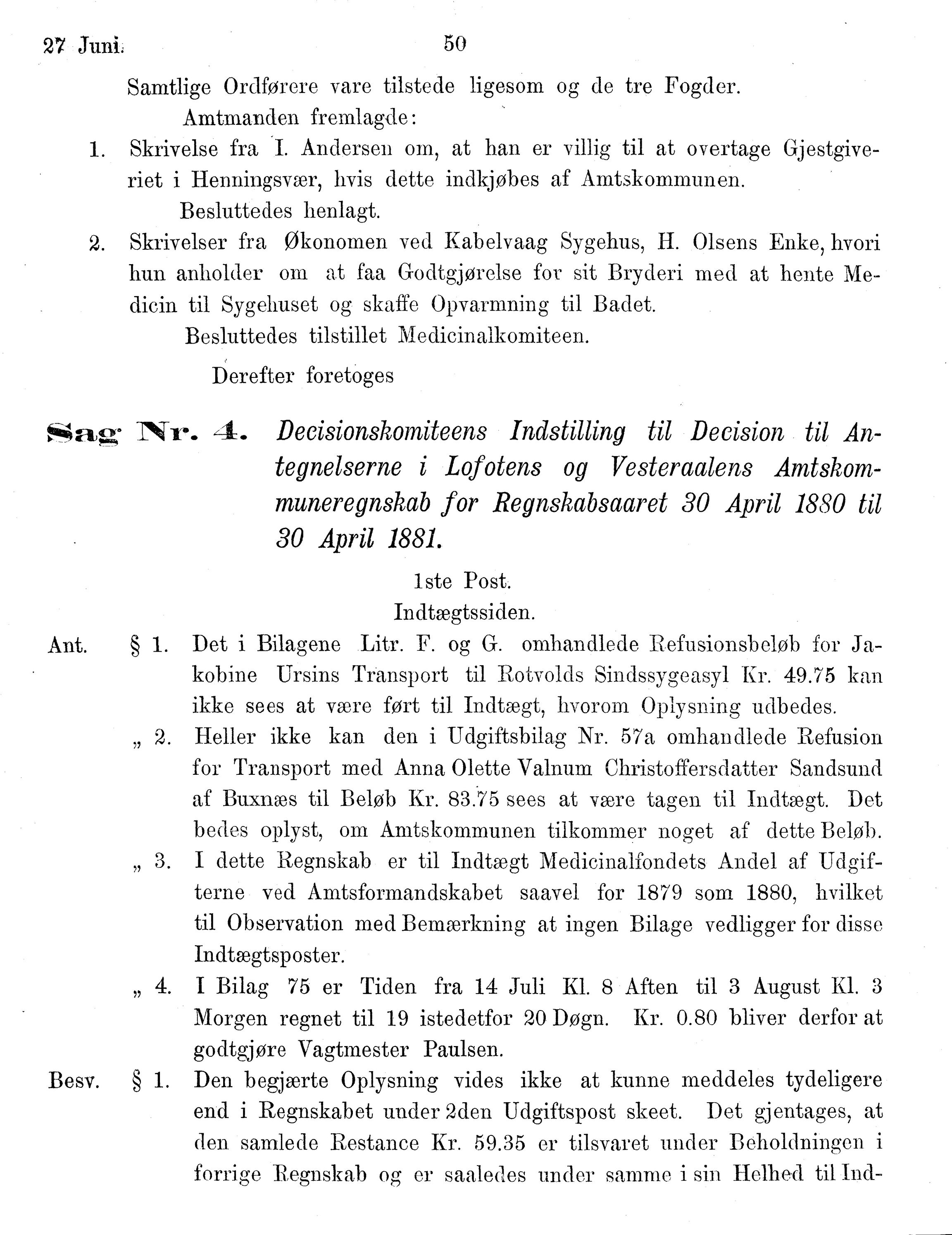 Nordland Fylkeskommune. Fylkestinget, AIN/NFK-17/176/A/Ac/L0014: Fylkestingsforhandlinger 1881-1885, 1881-1885