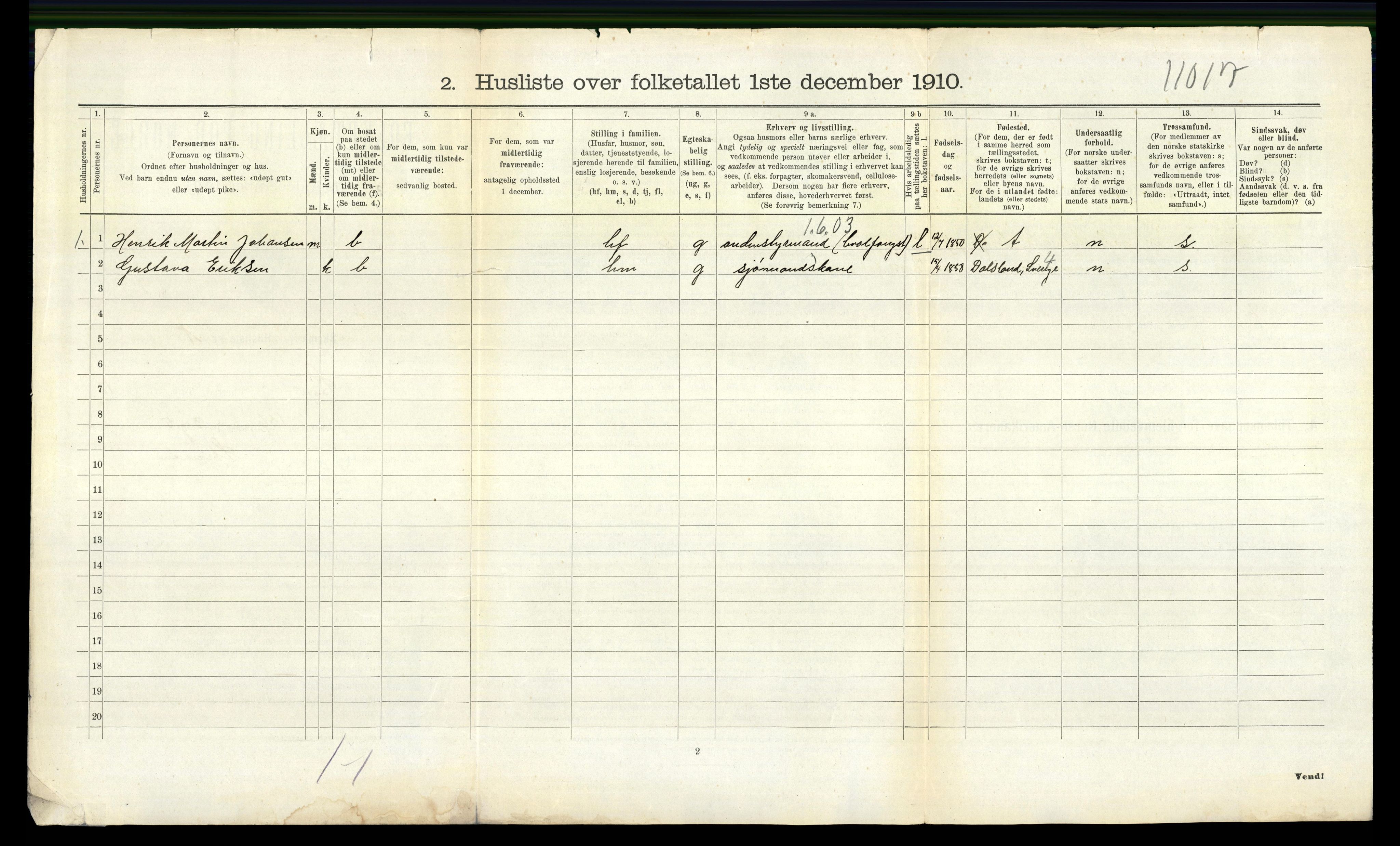 RA, 1910 census for Sem, 1910, p. 2093