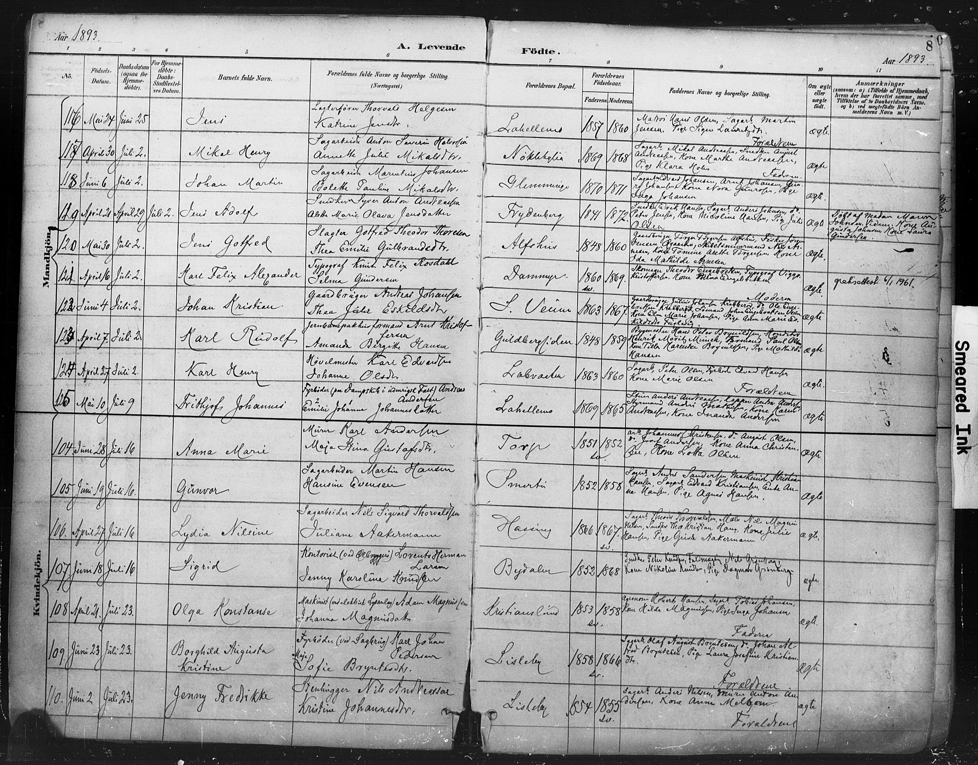 Glemmen prestekontor Kirkebøker, AV/SAO-A-10908/F/Fa/L0013: Parish register (official) no. 13, 1892-1907, p. 8