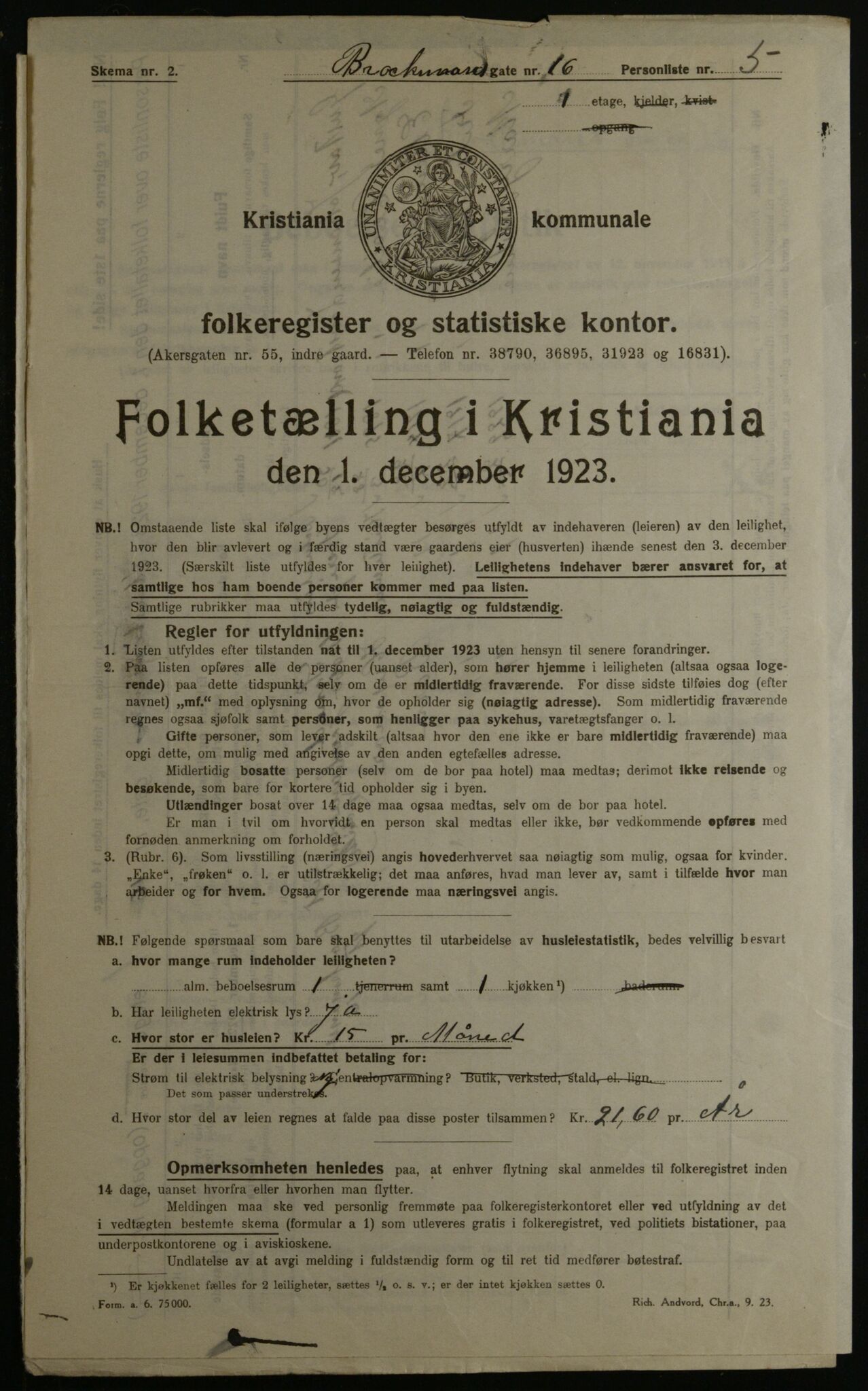 OBA, Municipal Census 1923 for Kristiania, 1923, p. 10744