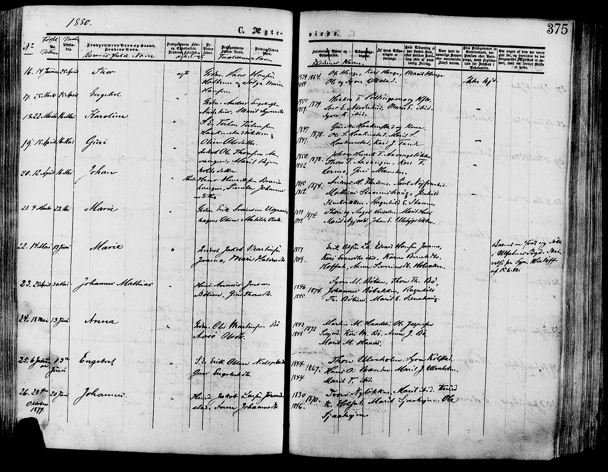 Lesja prestekontor, SAH/PREST-068/H/Ha/Haa/L0008: Parish register (official) no. 8, 1854-1880, p. 375