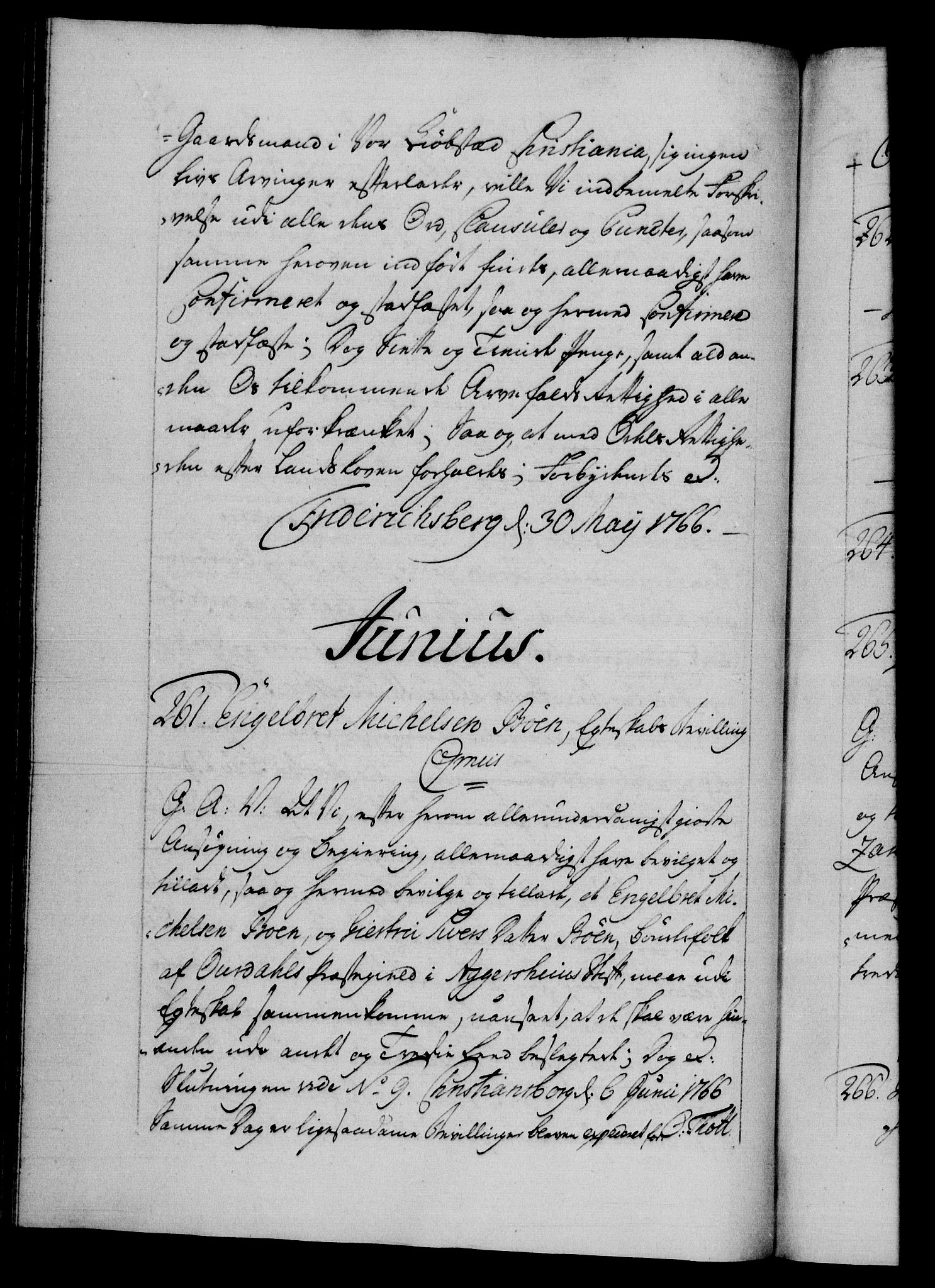 Danske Kanselli 1572-1799, AV/RA-EA-3023/F/Fc/Fca/Fcaa/L0043: Norske registre, 1766-1768, p. 84b