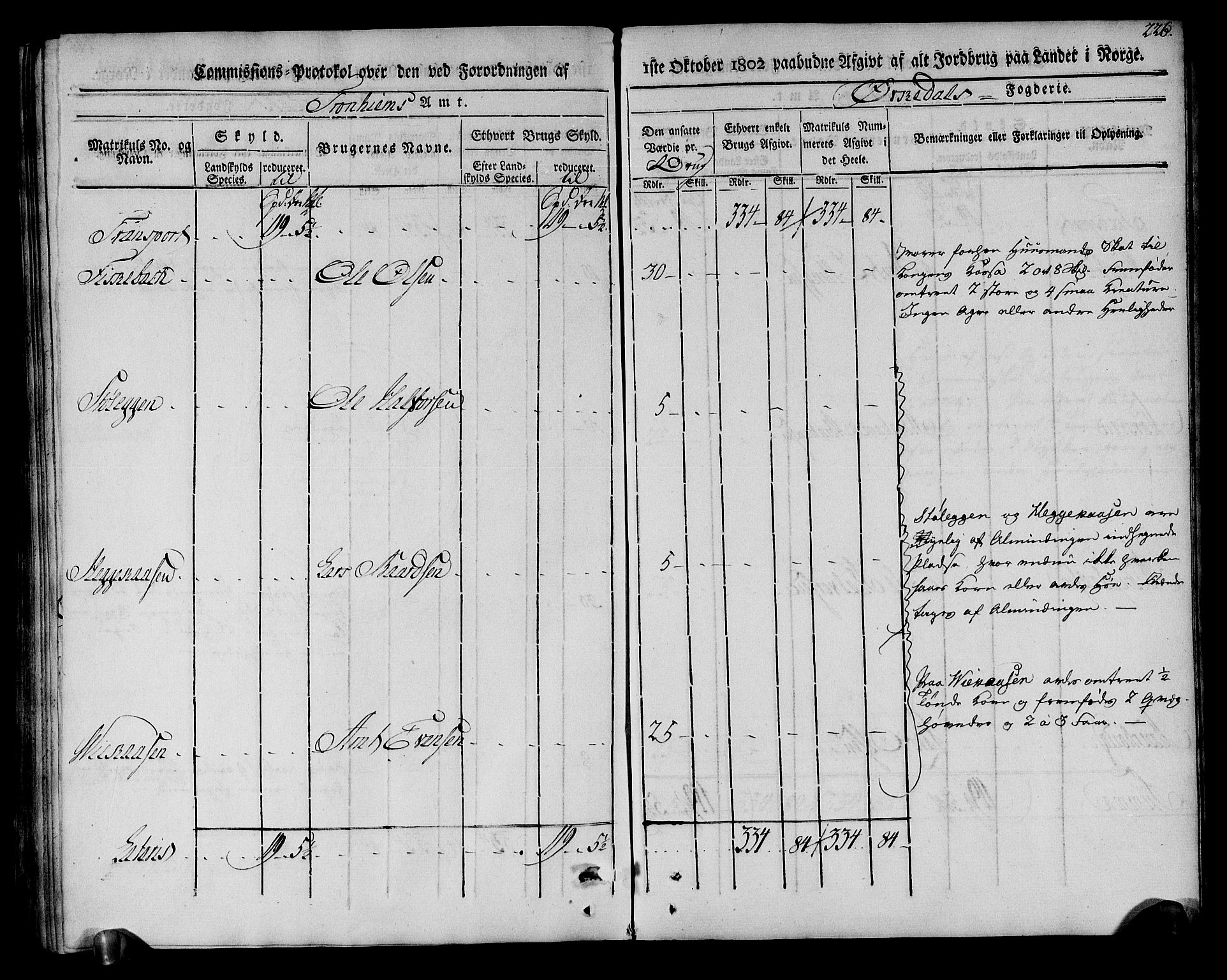 Rentekammeret inntil 1814, Realistisk ordnet avdeling, AV/RA-EA-4070/N/Ne/Nea/L0135: Orkdal og Gauldal fogderi. Kommisjonsprotokoll for Orkdalen, 1803, p. 226