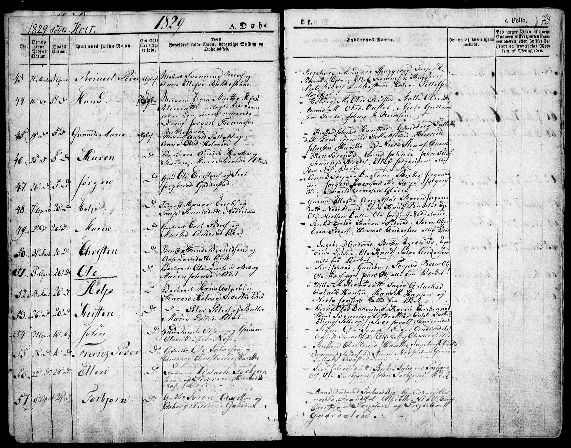 Holt sokneprestkontor, AV/SAK-1111-0021/F/Fa/L0006: Parish register (official) no. A 6, 1820-1835, p. 73