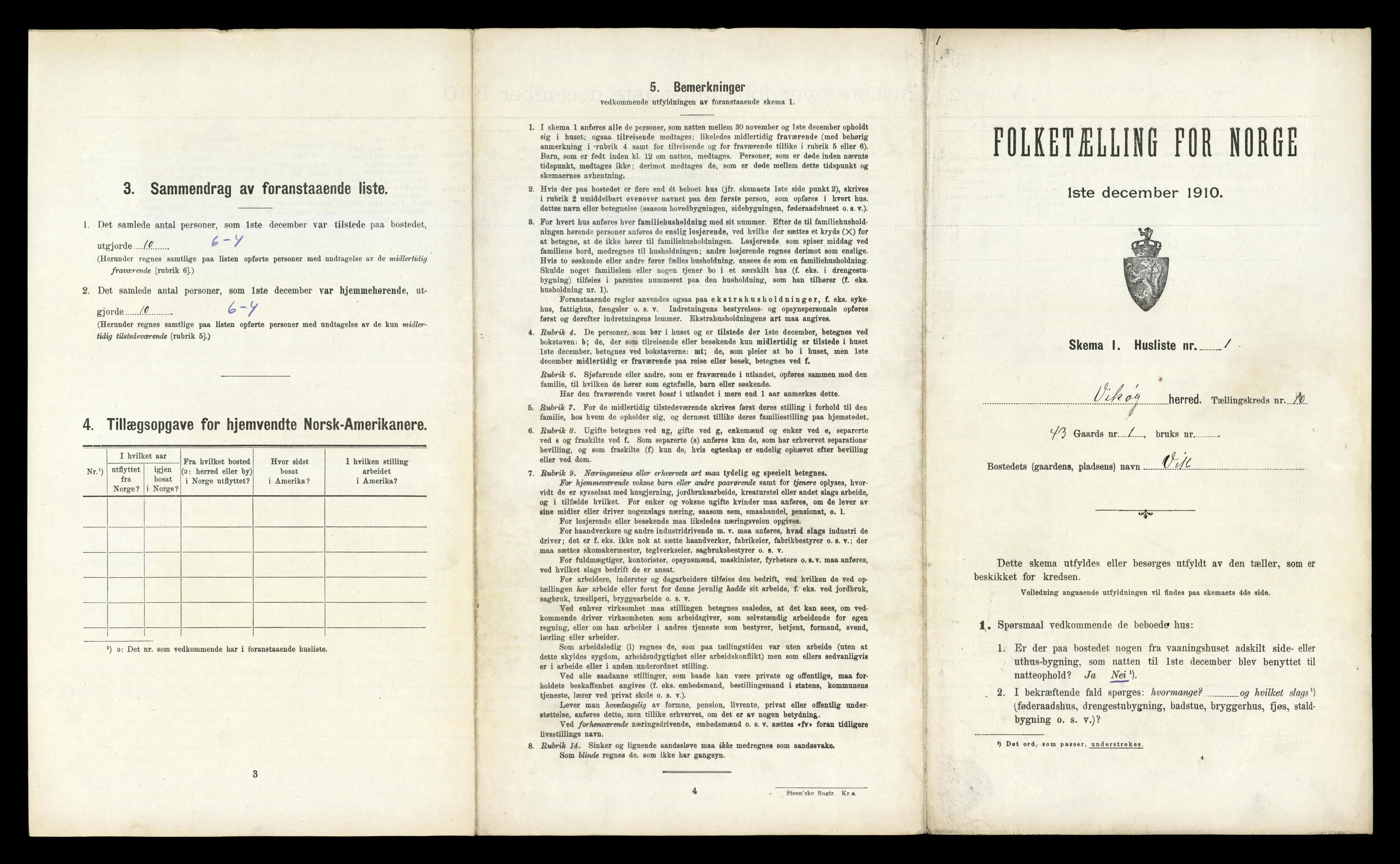 RA, 1910 census for Kvam, 1910, p. 769