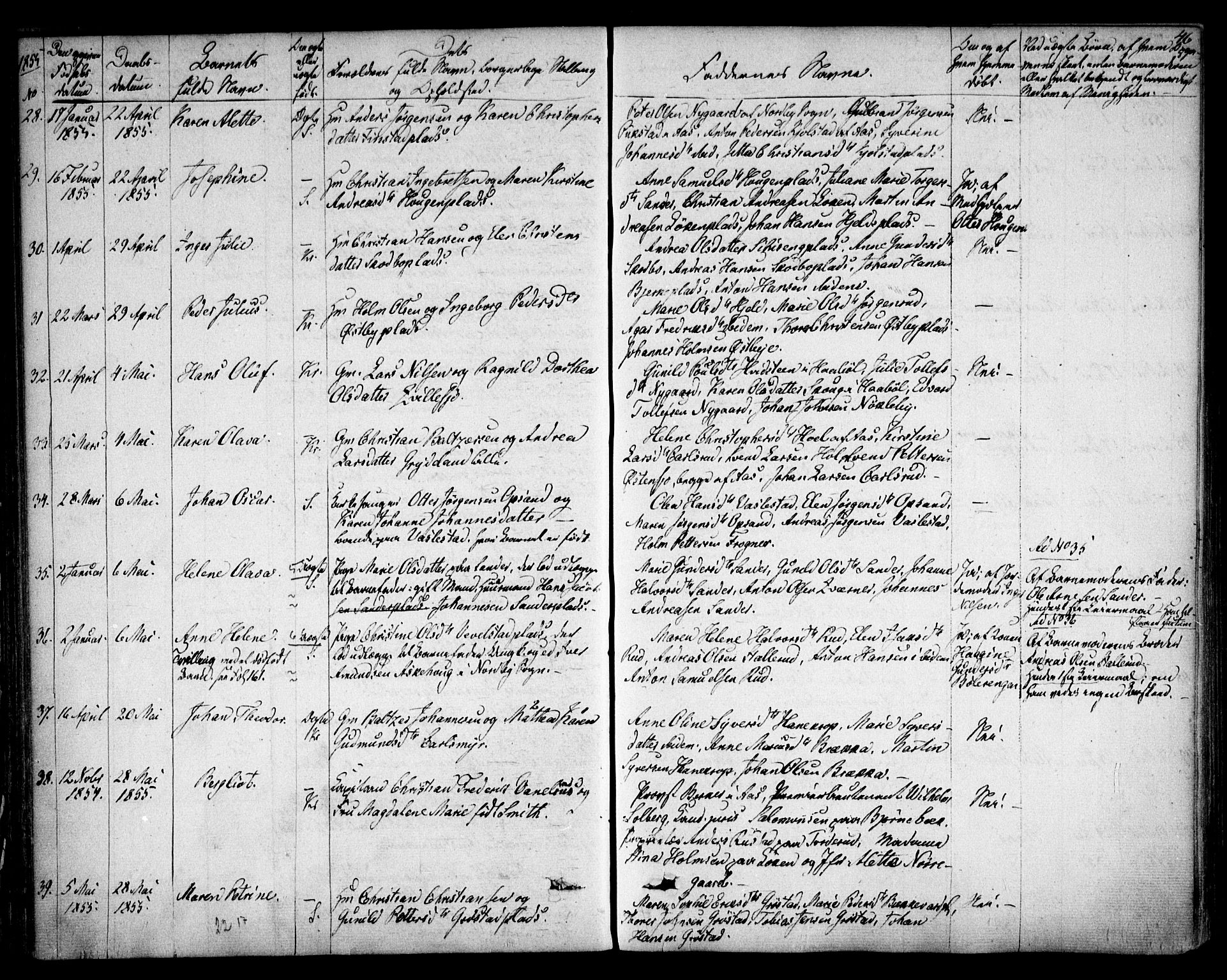 Kråkstad prestekontor Kirkebøker, SAO/A-10125a/F/Fa/L0006: Parish register (official) no. I 6, 1848-1857, p. 46