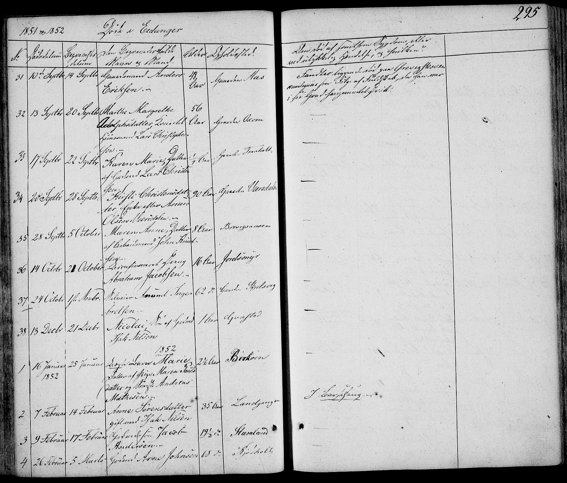 Eidanger kirkebøker, SAKO/A-261/F/Fa/L0008: Parish register (official) no. 8, 1831-1858, p. 295