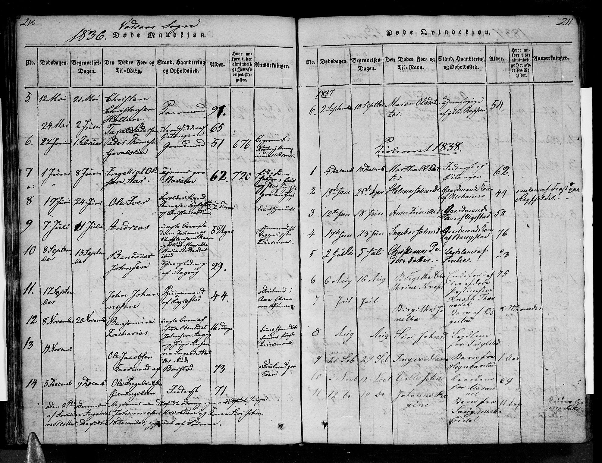 Ministerialprotokoller, klokkerbøker og fødselsregistre - Nordland, AV/SAT-A-1459/810/L0142: Parish register (official) no. 810A06 /1, 1819-1841, p. 210-211