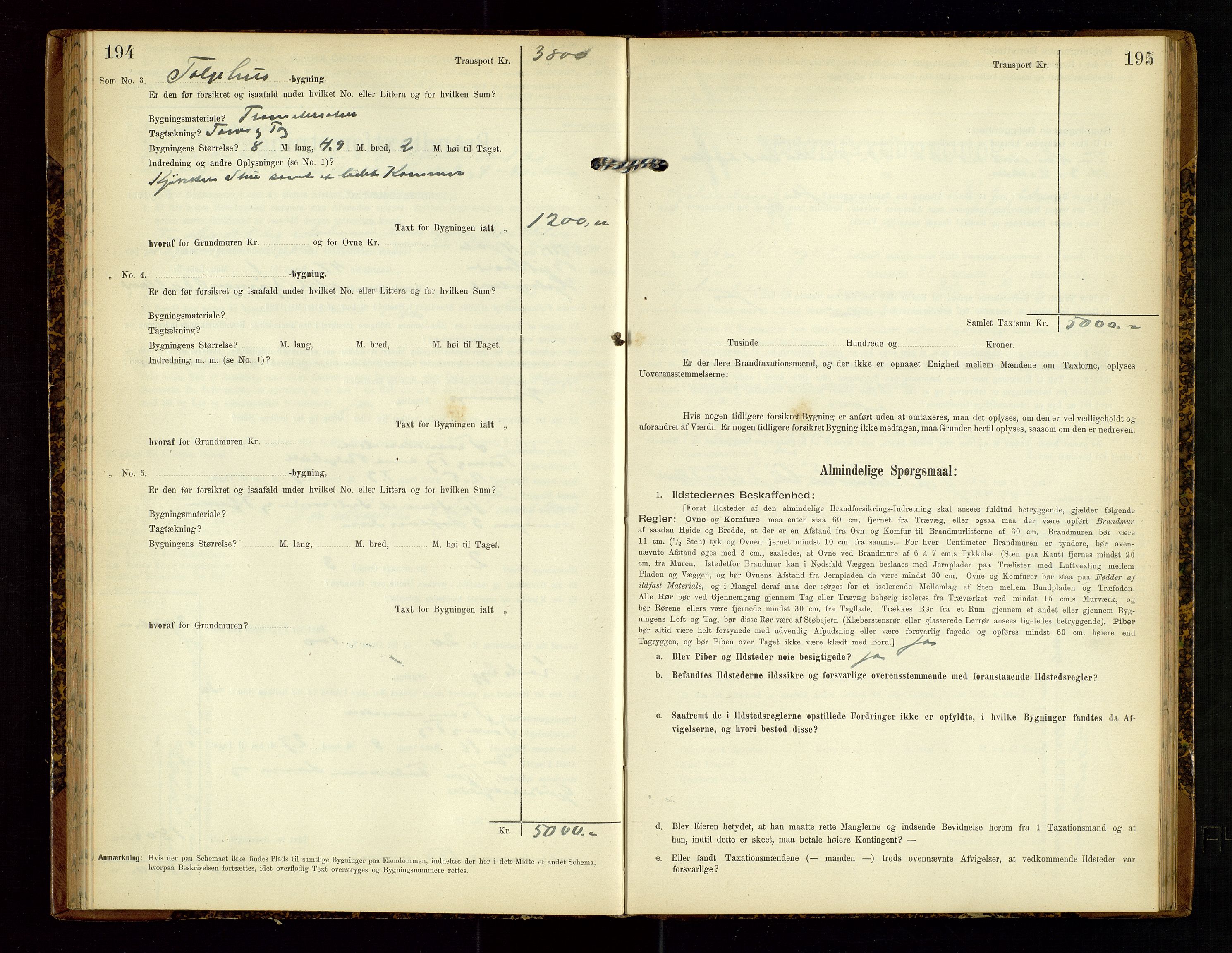 Hjelmeland lensmannskontor, SAST/A-100439/Gob/L0002: "Brandtaxationsprotokol", 1904-1920, p. 194-195