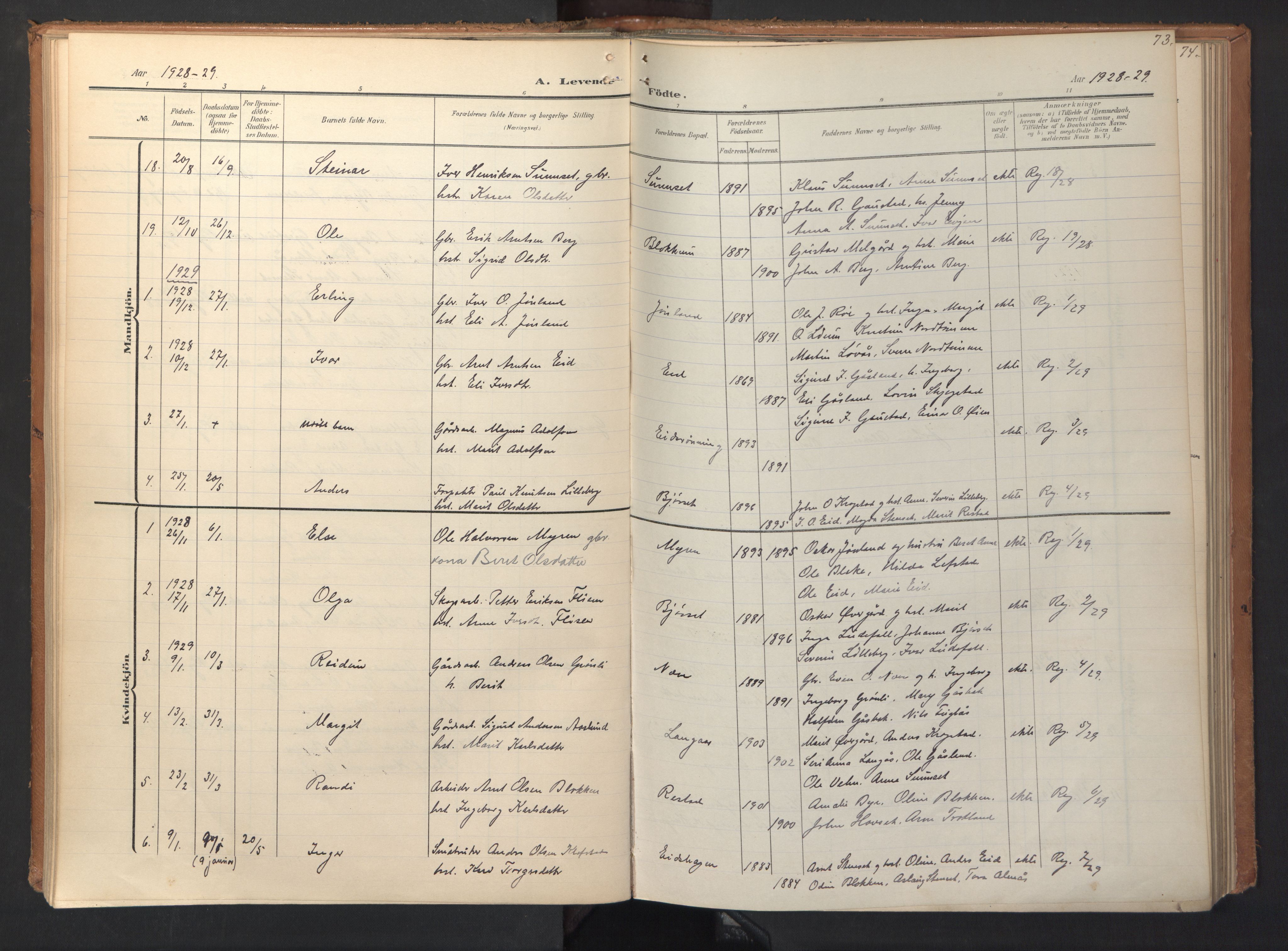 Ministerialprotokoller, klokkerbøker og fødselsregistre - Sør-Trøndelag, SAT/A-1456/694/L1128: Parish register (official) no. 694A02, 1906-1931, p. 73