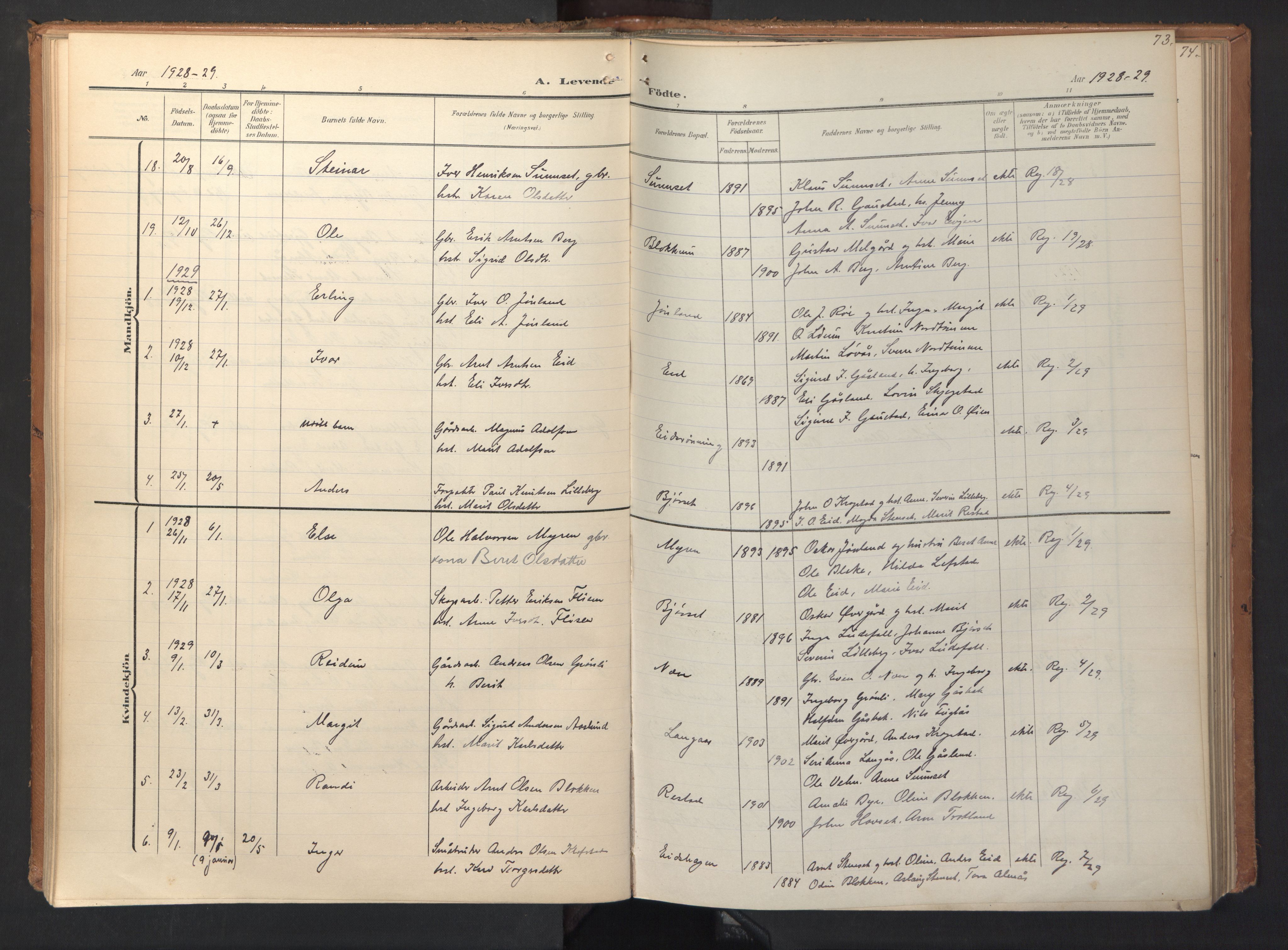 Ministerialprotokoller, klokkerbøker og fødselsregistre - Sør-Trøndelag, AV/SAT-A-1456/694/L1128: Parish register (official) no. 694A02, 1906-1931, p. 73