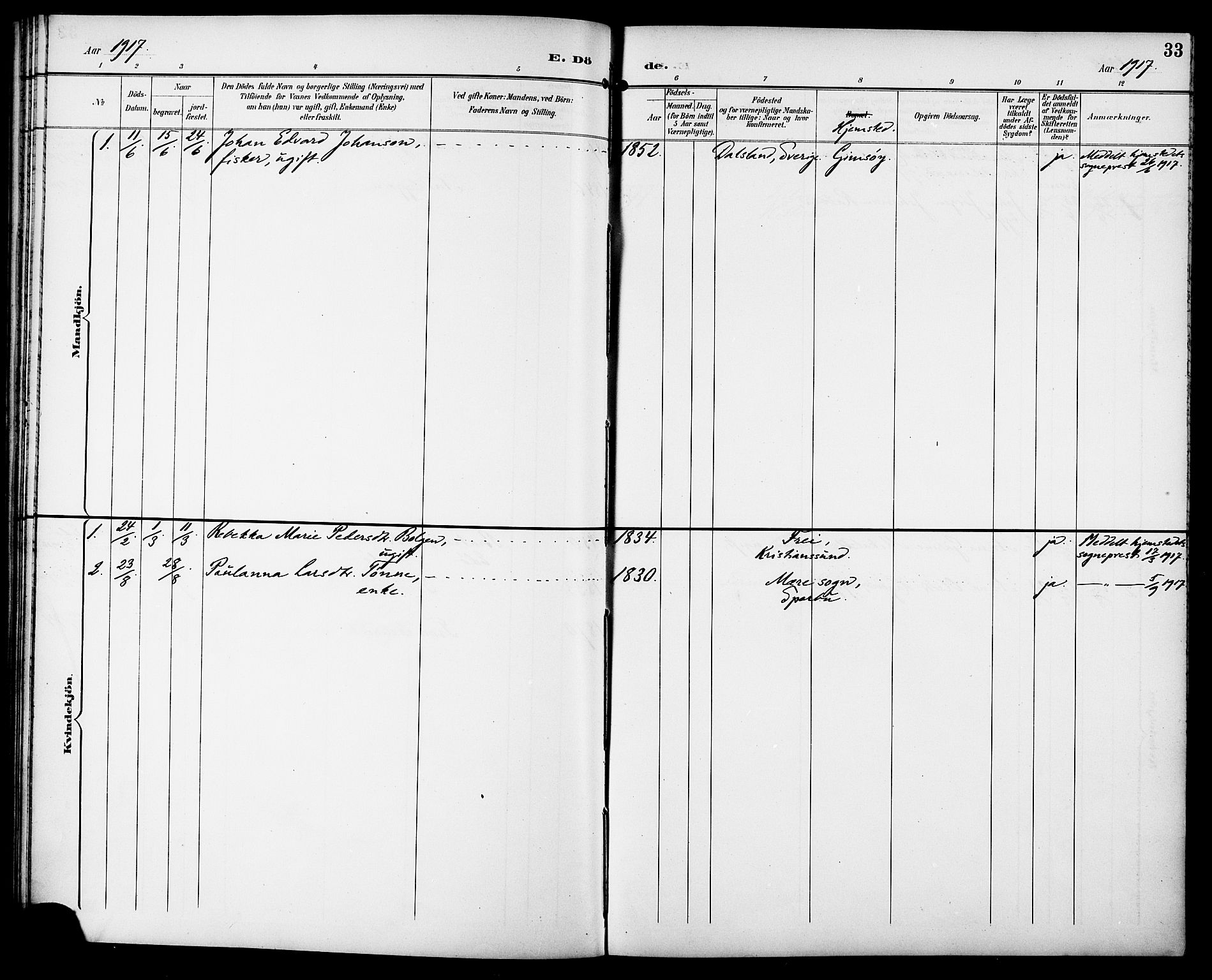 Ministerialprotokoller, klokkerbøker og fødselsregistre - Sør-Trøndelag, SAT/A-1456/629/L0486: Parish register (official) no. 629A02, 1894-1919, p. 33