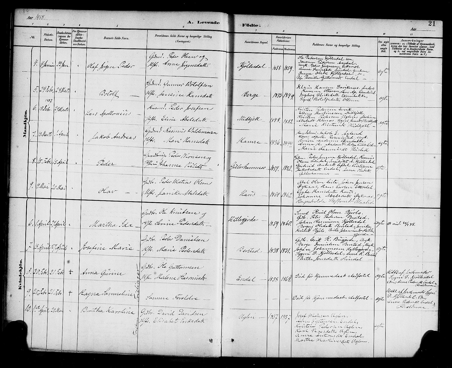 Davik sokneprestembete, AV/SAB-A-79701/H/Haa/Haab/L0001: Parish register (official) no. B 1, 1882-1900, p. 21