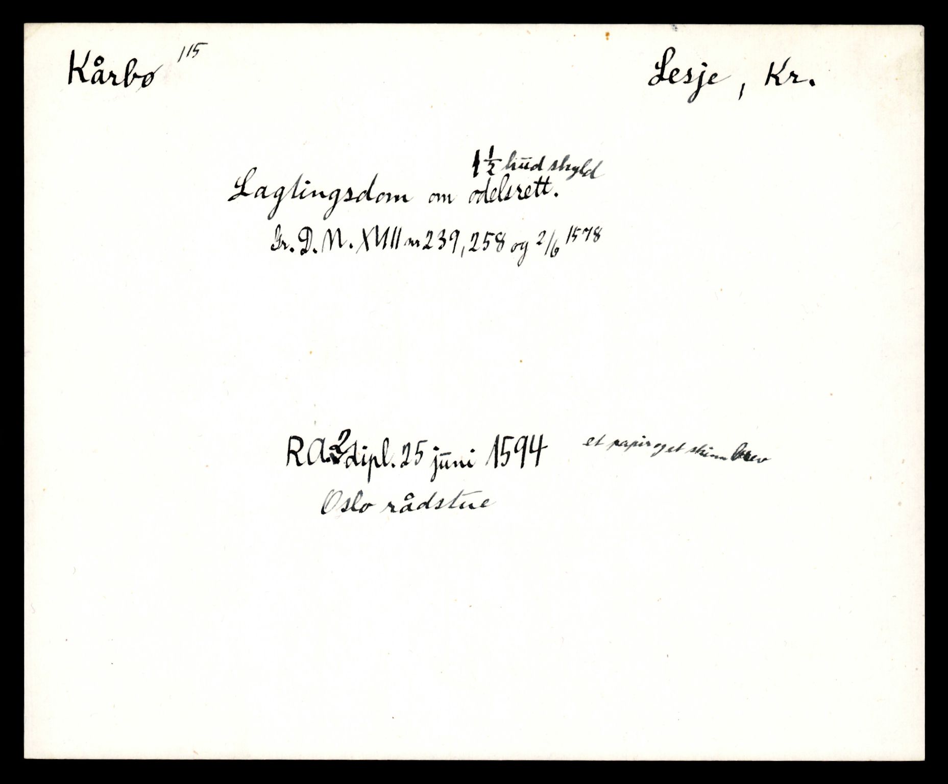 Riksarkivets diplomsamling, AV/RA-EA-5965/F35/F35e/L0009: Registreringssedler Oppland 1, 1400-1700, p. 75