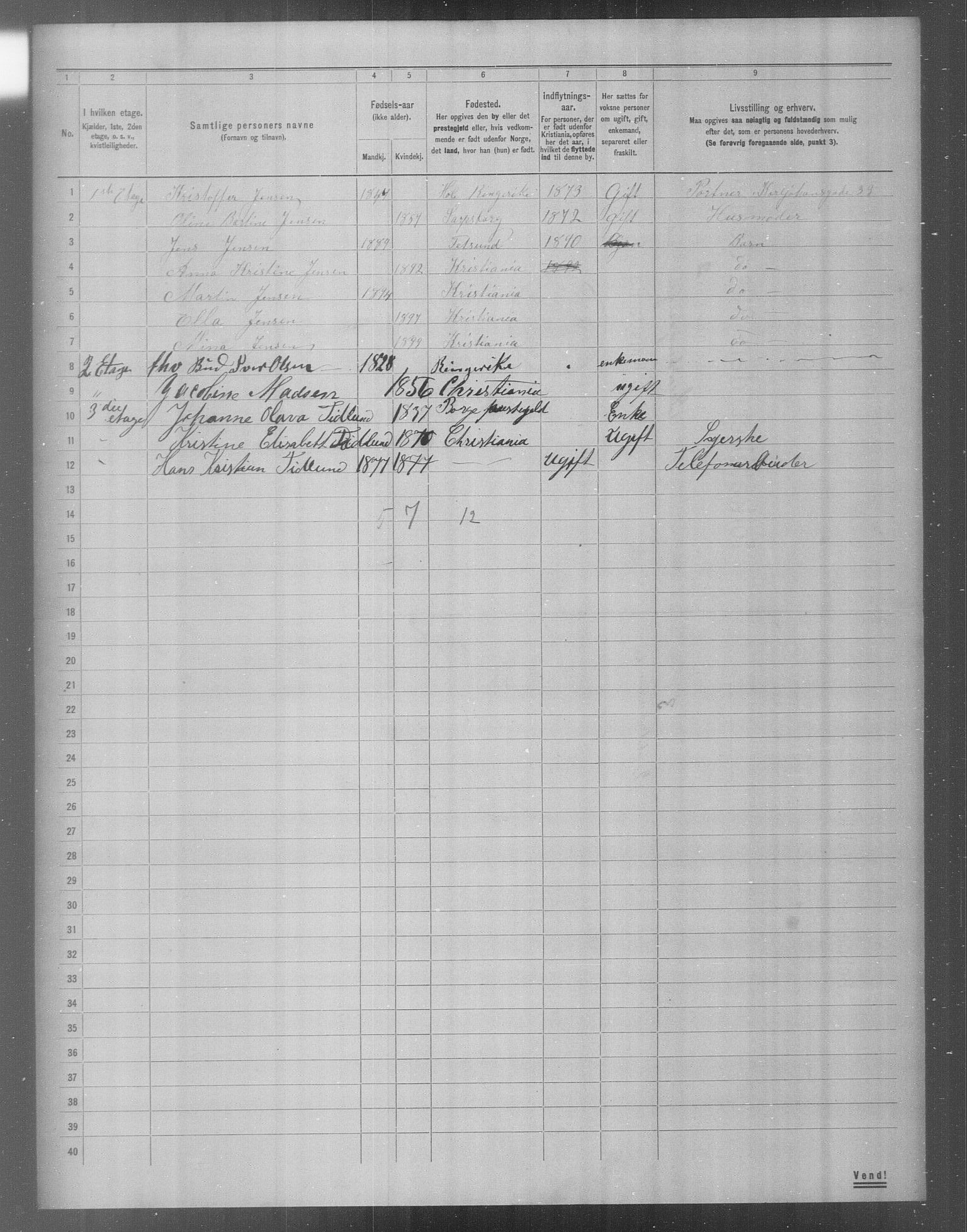 OBA, Municipal Census 1904 for Kristiania, 1904, p. 18635