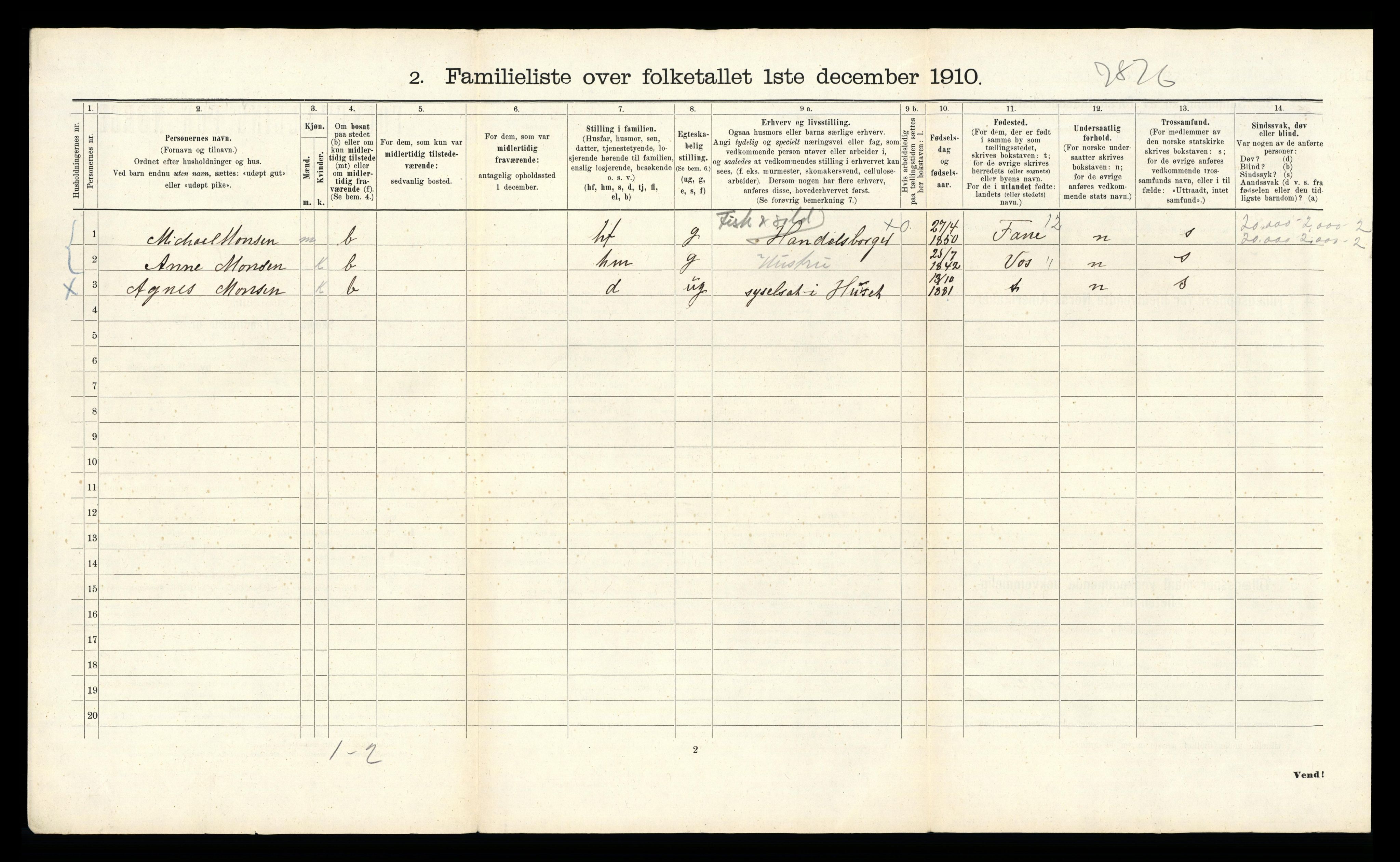 RA, 1910 census for Bergen, 1910, p. 36434