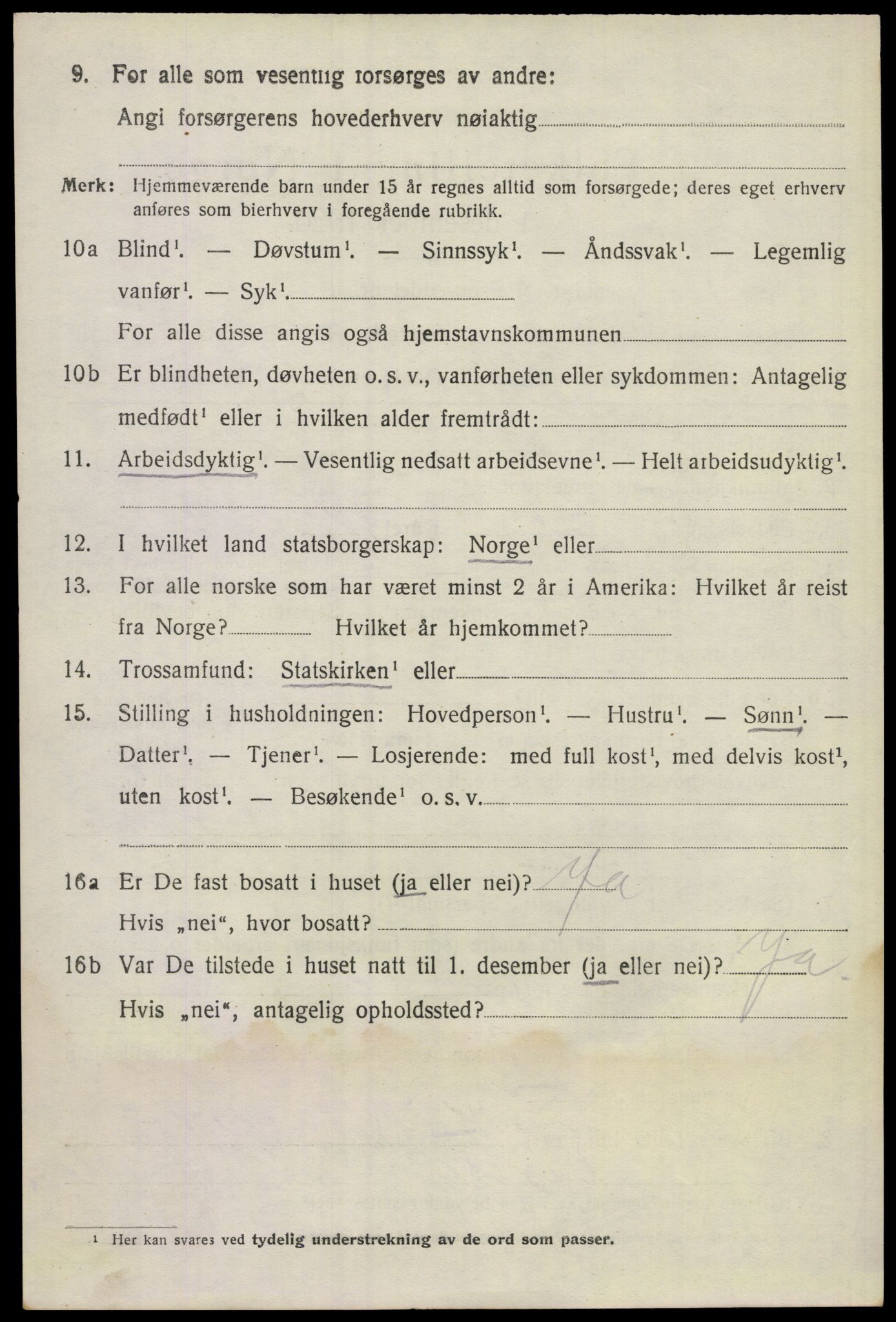 SAKO, 1920 census for Lunde, 1920, p. 4426