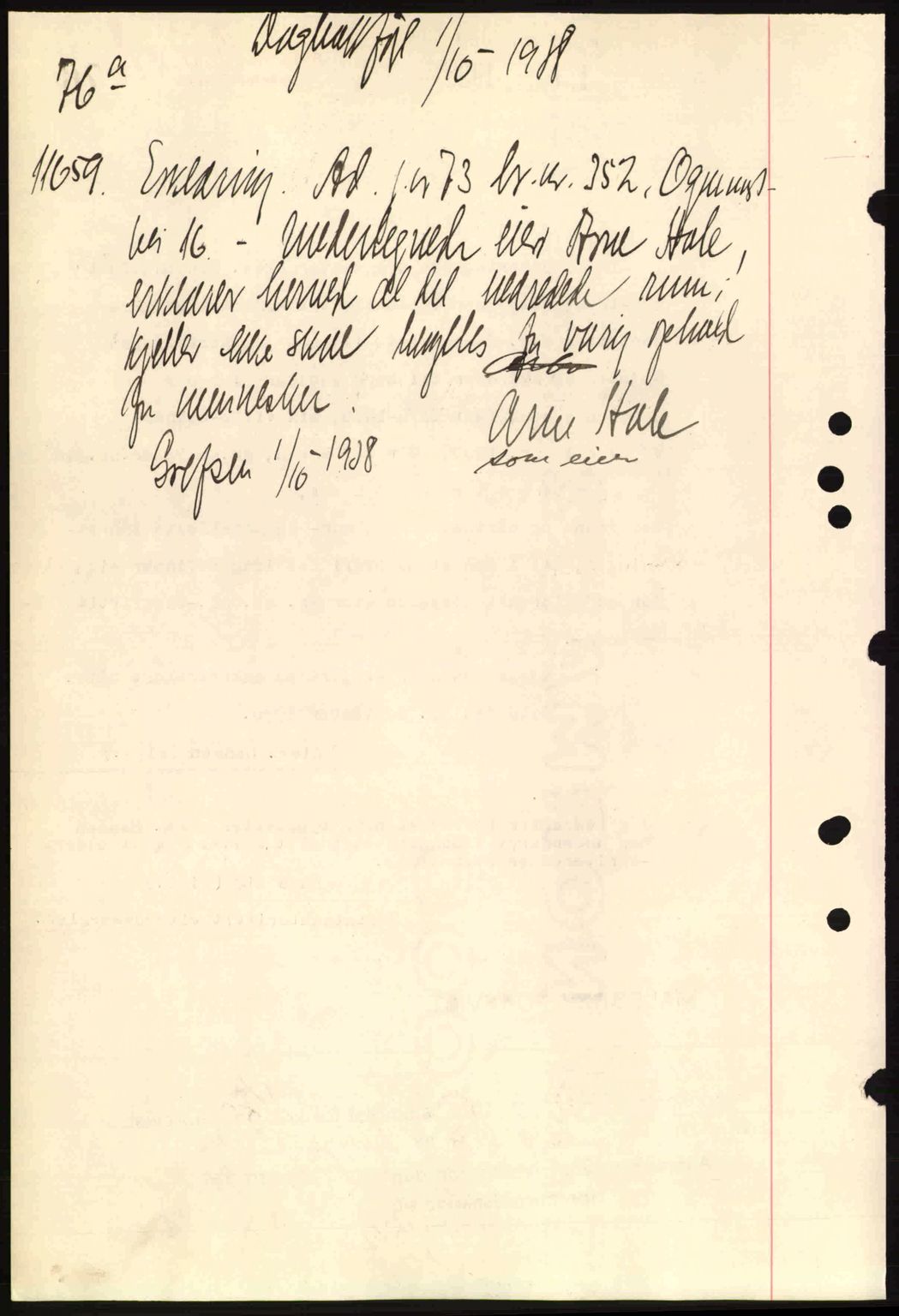Aker herredsskriveri, SAO/A-10896/G/Gb/Gba/Gbab/L0025: Mortgage book no. A154-155, 1938-1938, Diary no: : 11659/1938