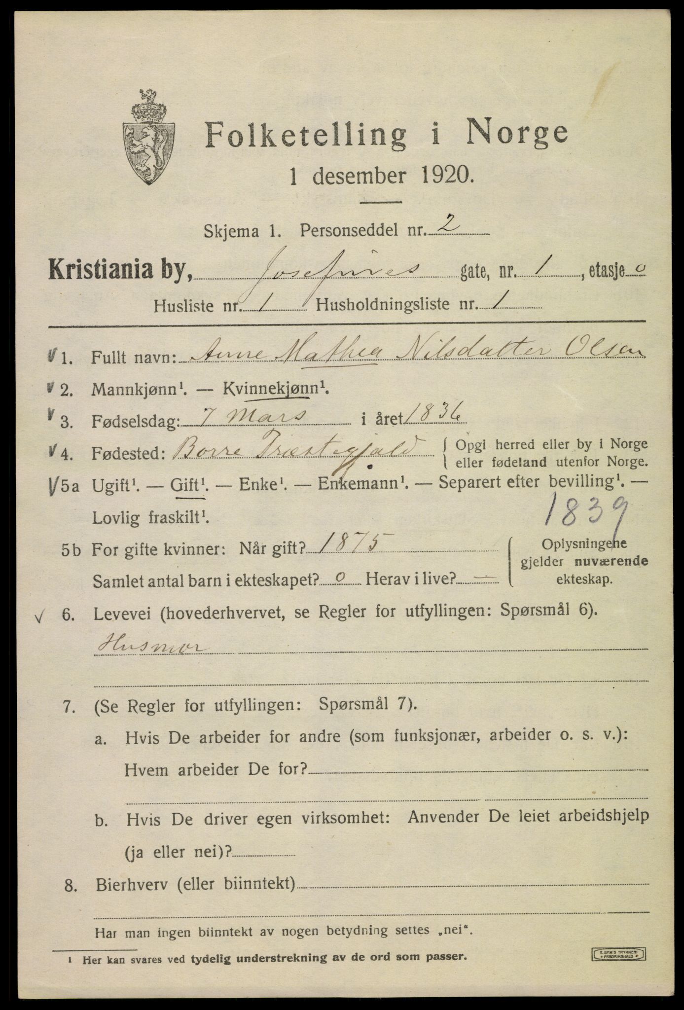 SAO, 1920 census for Kristiania, 1920, p. 324355