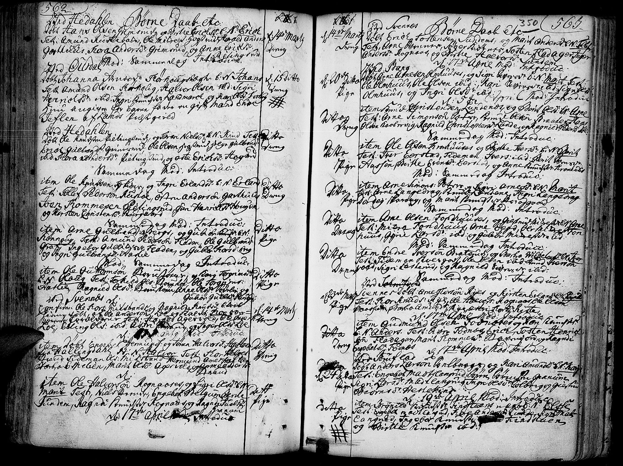 Aurdal prestekontor, AV/SAH-PREST-126/H/Ha/Haa/L0004: Parish register (official) no. 4, 1730-1762, p. 562-563